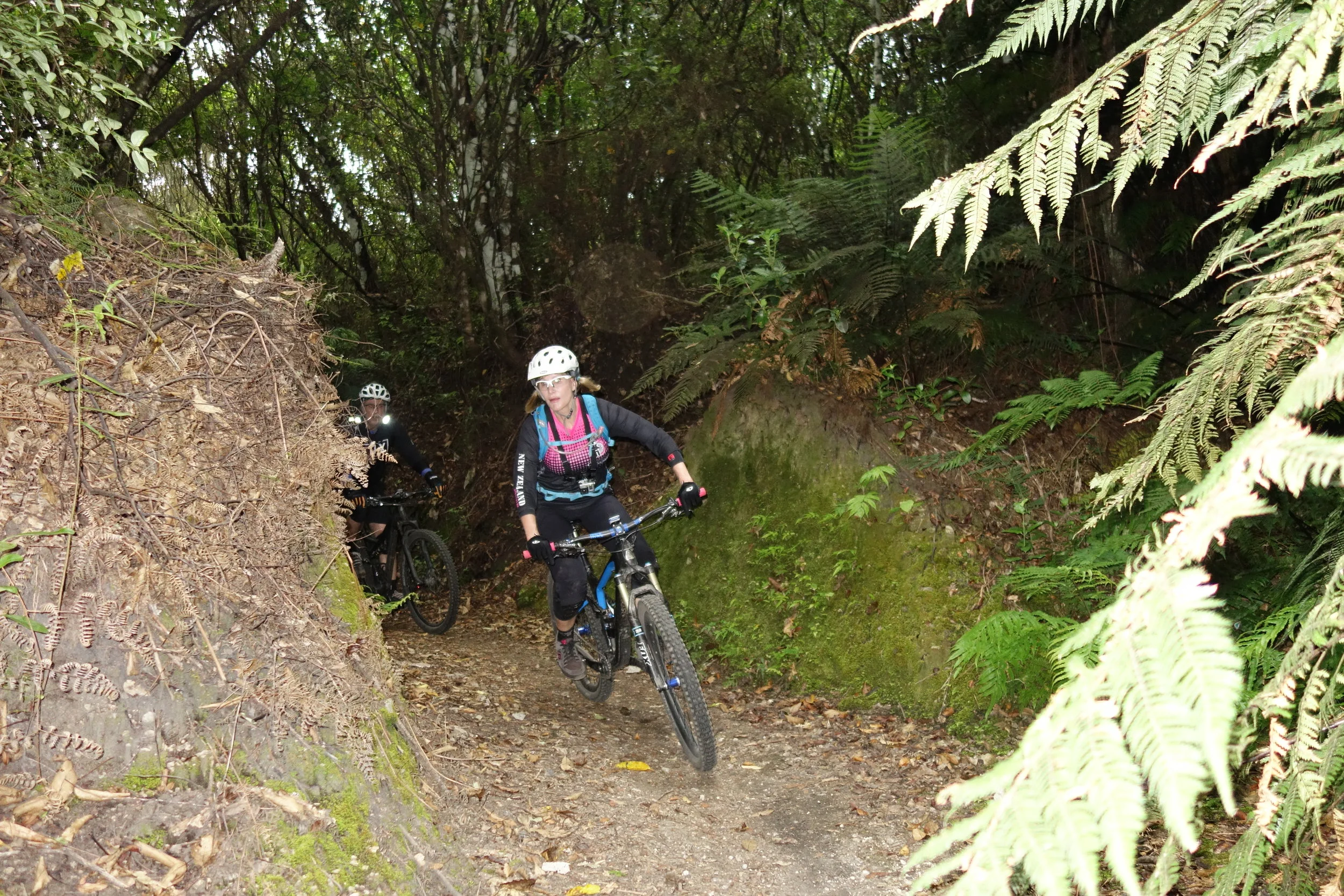 Patty and Mark racing down to the lake edge.