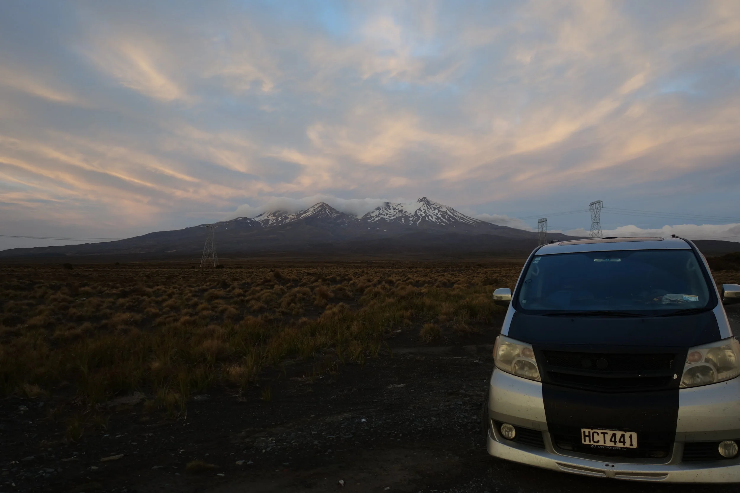 Overnight lodgings at Tukino ski road. Freedom camping at it's best. Fear not!....I left no sign of my visit except for a lump of coffee grounds.