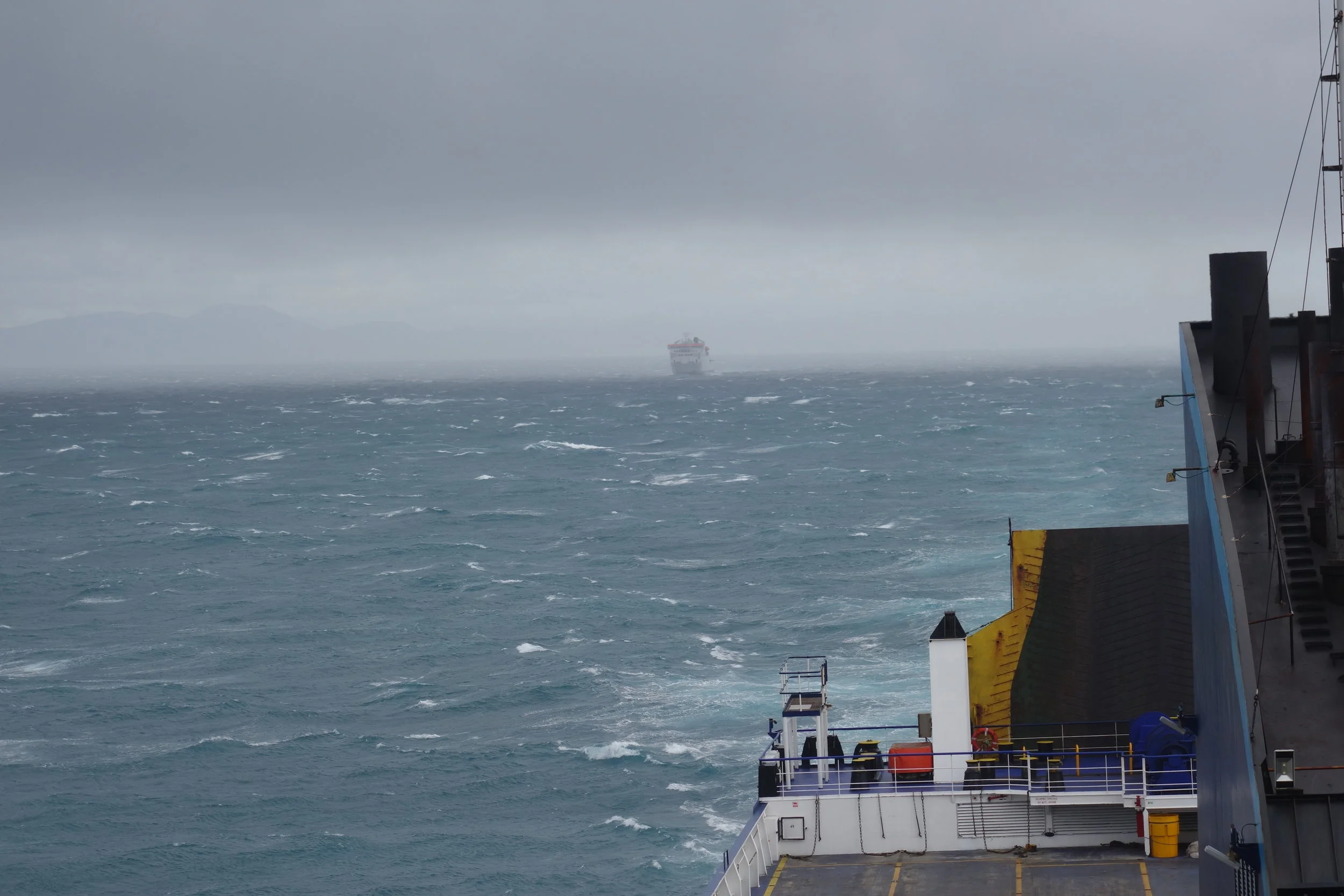 There was another mayday on the bridge as we were heading into Wellington harbour. The Interislander was hot on our heels....we're not gonna let that fecker pull any moves on us.