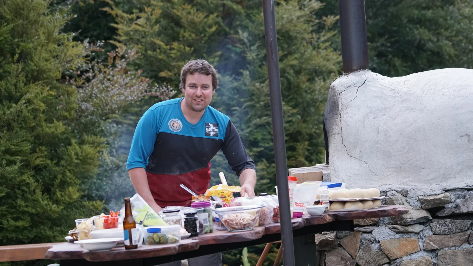 Pete Fyffe manages all of the RHL bike properties, and when he's not smashing everyone on the trails (still on his 26" Nomad) he fools about in the kitchen as another culinary wizard and built a pizza oven at Gibbs hut. We all get together on Friday night and whip up a storm. I always seem to end up doing most of the cooking. photo: Jeff Carter