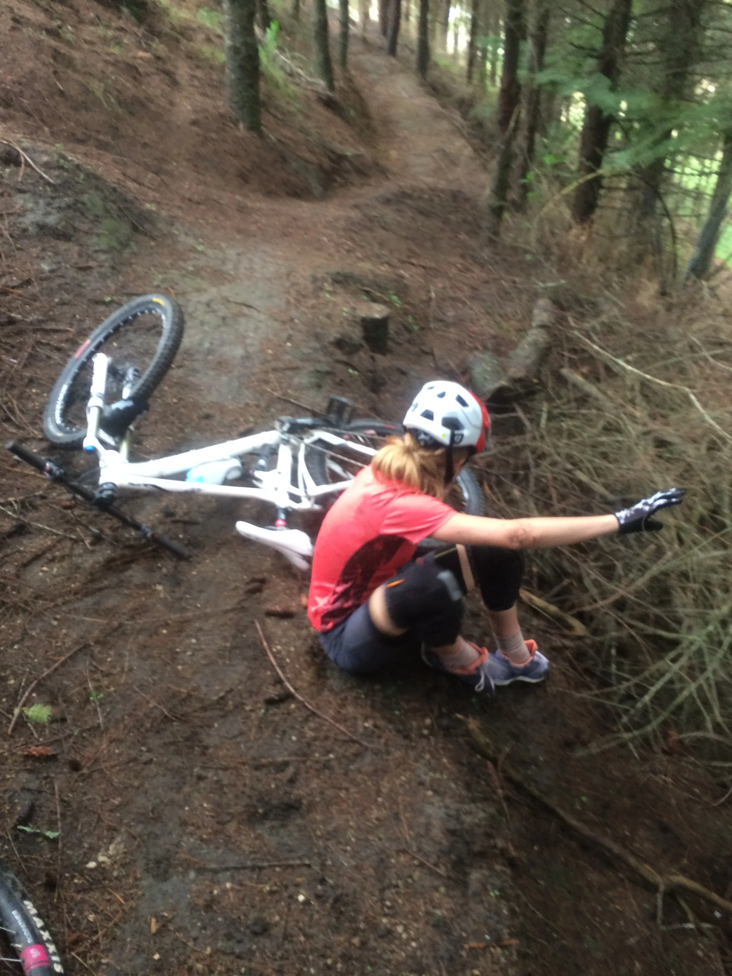 Over the bars. I guess I should have been making sure Elodie was OK and not taking pics and giggling.