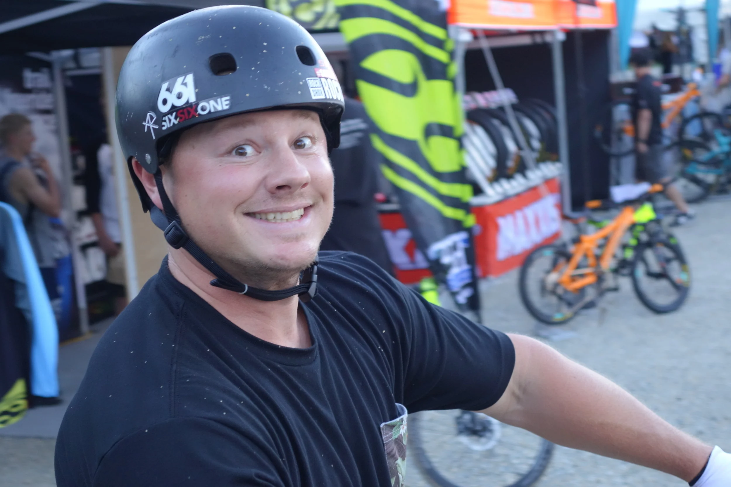 This happy laddie wanted my autograph. "What's your name buddy?".. "Kyle, Kyle Strait, I compete at the RedBull Rampage".... "Woah there big fella, just calm down, I don't want an auto-biography"...Kids these days.