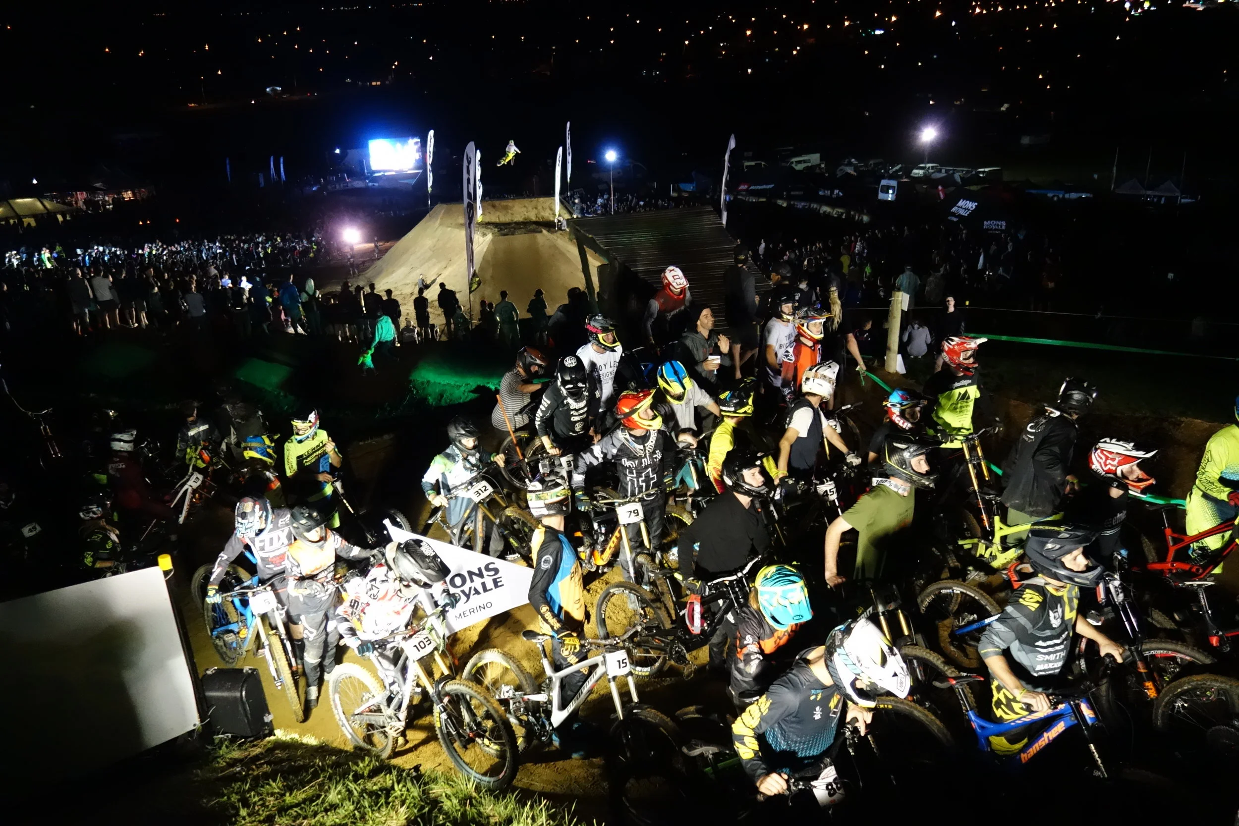 Riders heading up the hill on mass for the gravy train.