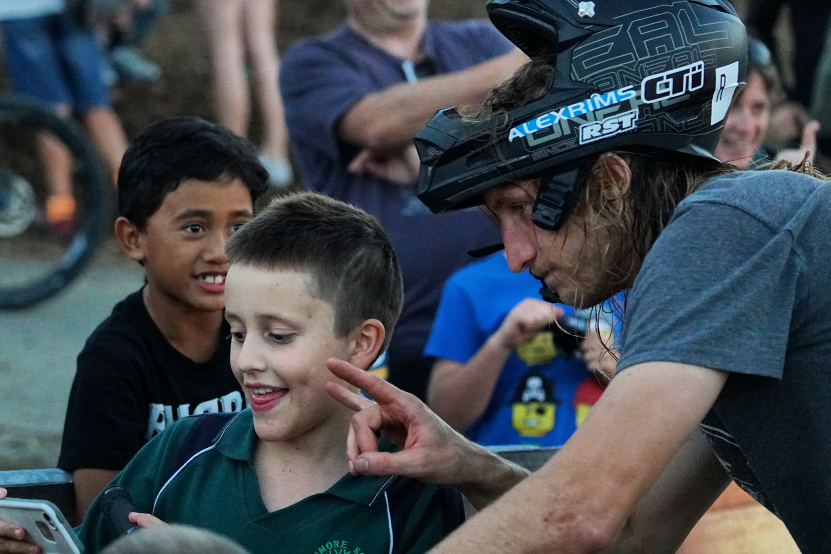 It was selfie and autograph heaven for the kids. My #2 photographer Joseph Carter getting the goods with Jakub Vencal, the Speed and Style winner. photo: Jeff carter