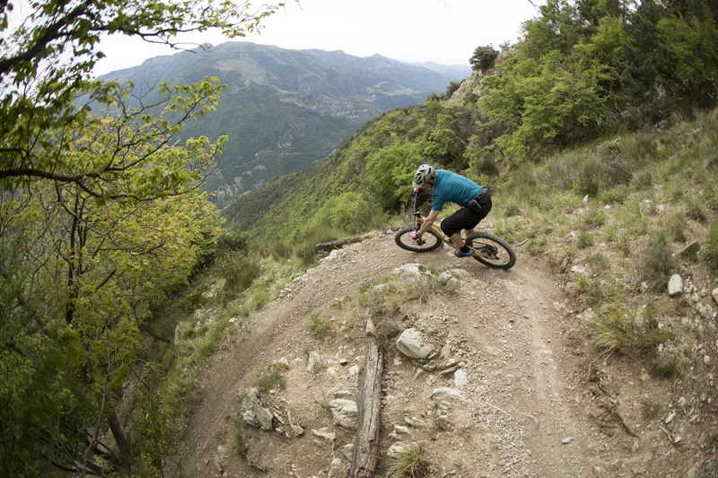 Leaving Sospel and heading for the Italian border and Molini de Triora. As you can see, the bike turns left just fine. photo: Gary Perkin.