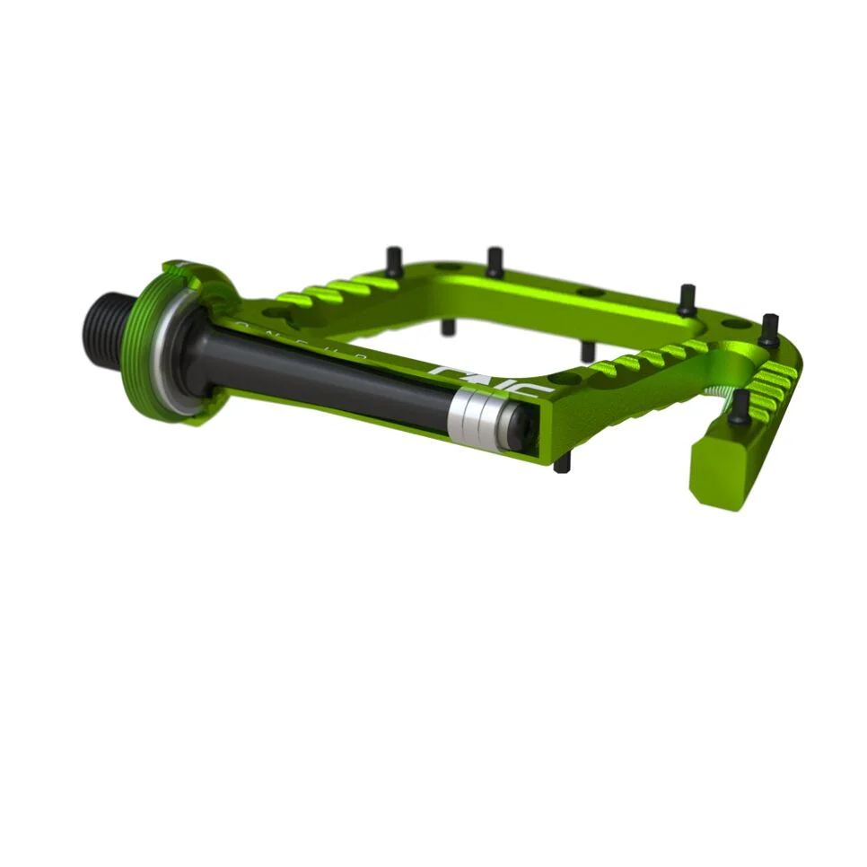 Double sealed cartridge bearings. Cromo axle. Cassette tool lockring access for easy bearing grease jobs. Hexagonal steel pins for more grip.