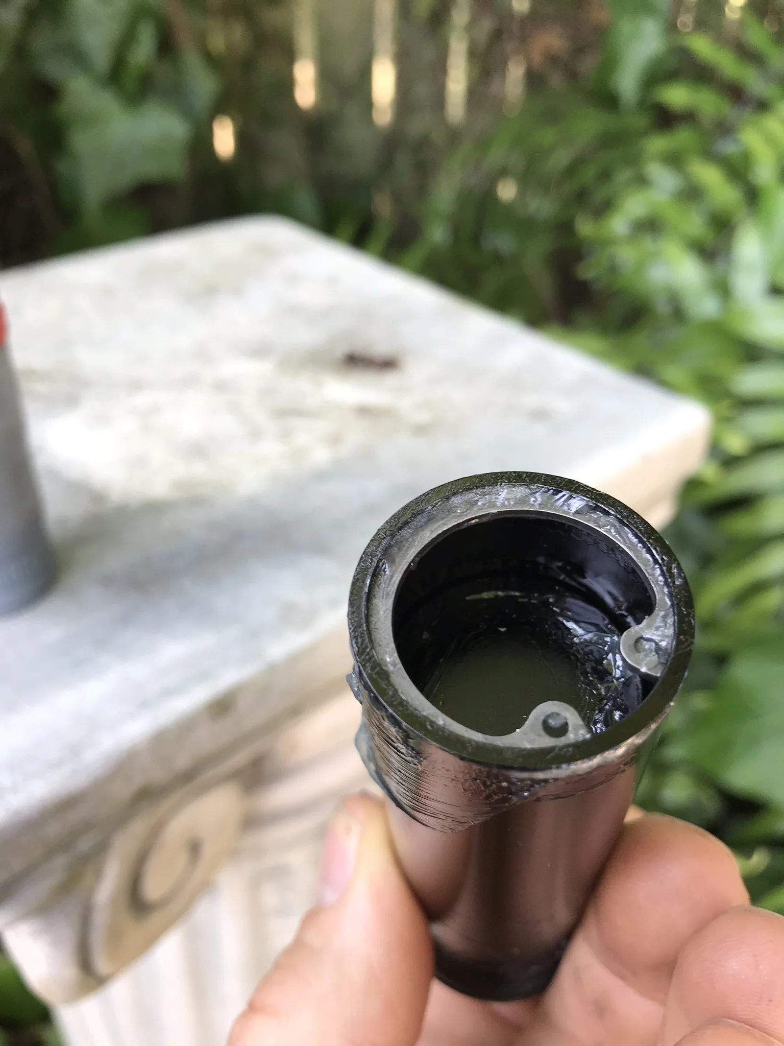 The base of the DVC. You can see the floating piston which I have push in about 20mm, which is what happens when the main air chamber pressure becomes the same as the DVC pressure and it starts to decrease in volume...so simple...so RAD!