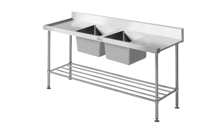 Simply Stainless SS09 - Stainless Steel Double Sink Dishwasher Inlet Bench