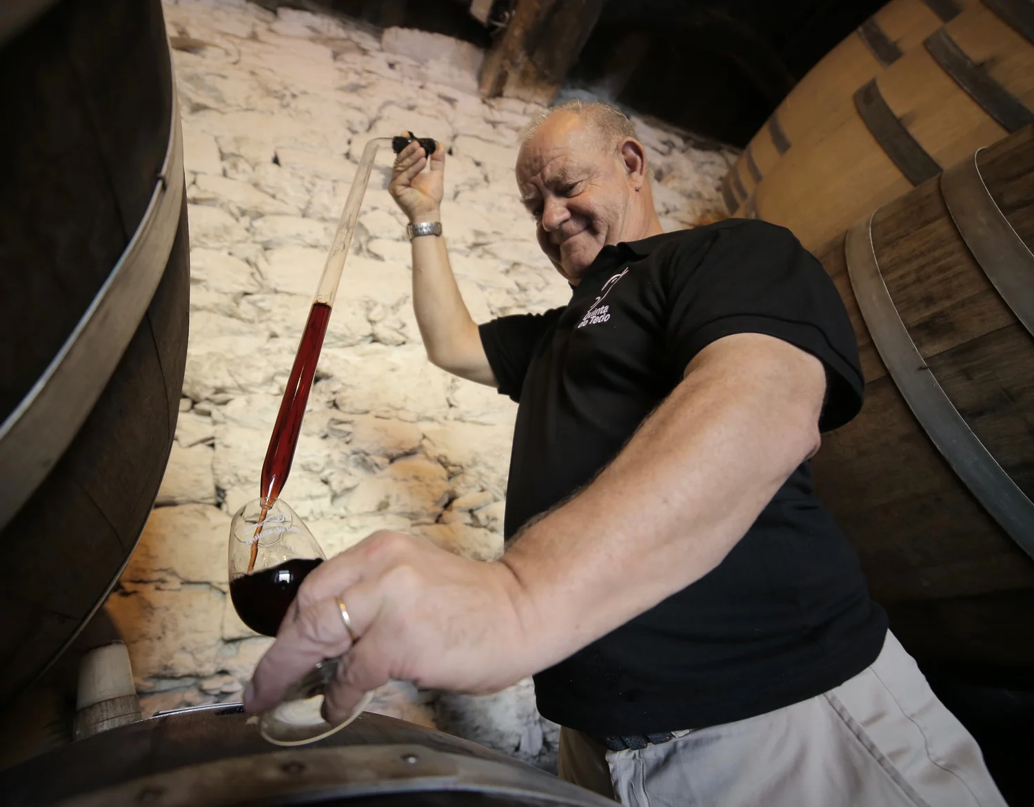 Drawing a sample of an unblended 1997 for our Barrel Tasting customers.