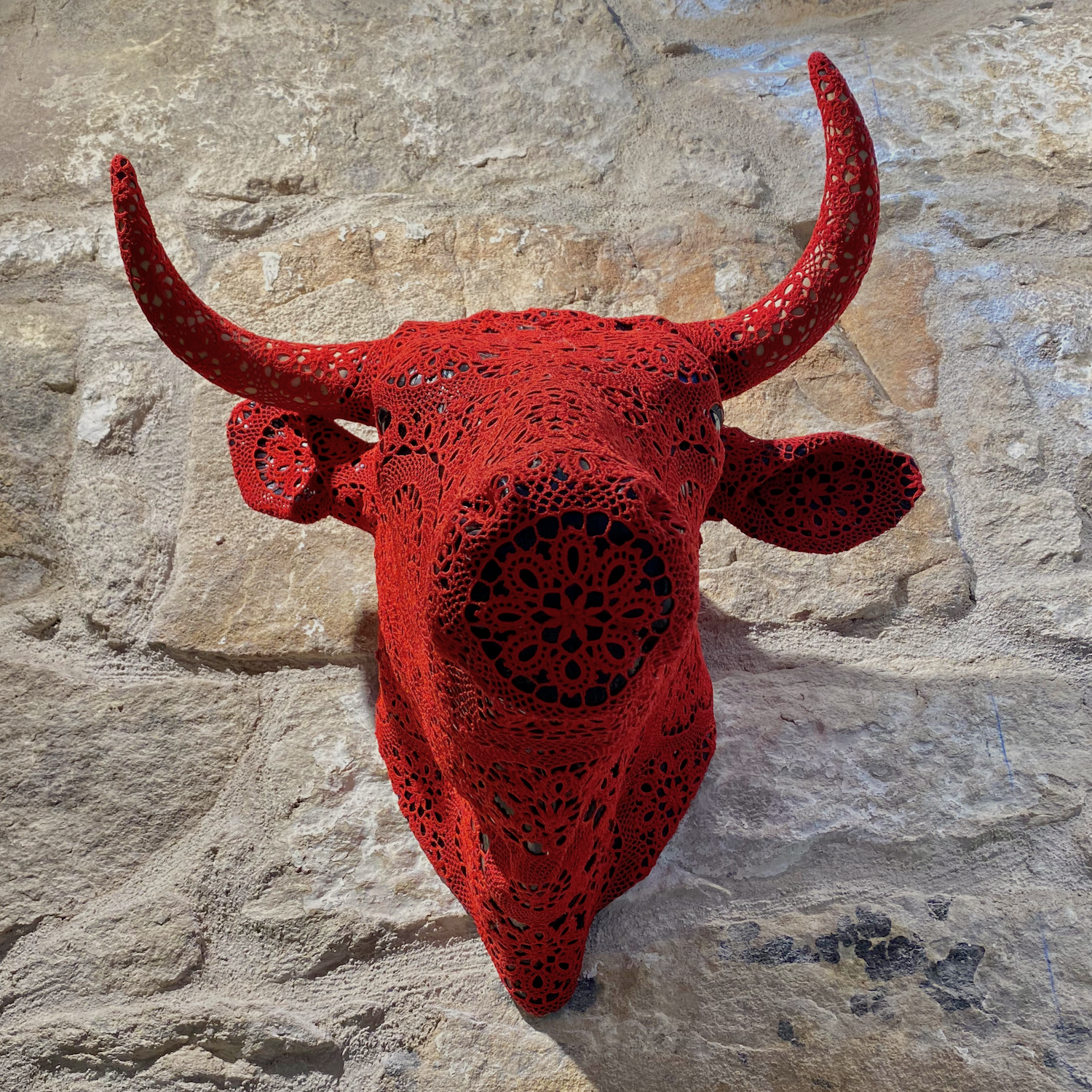 Portugal's proud bull dressed in crochet!