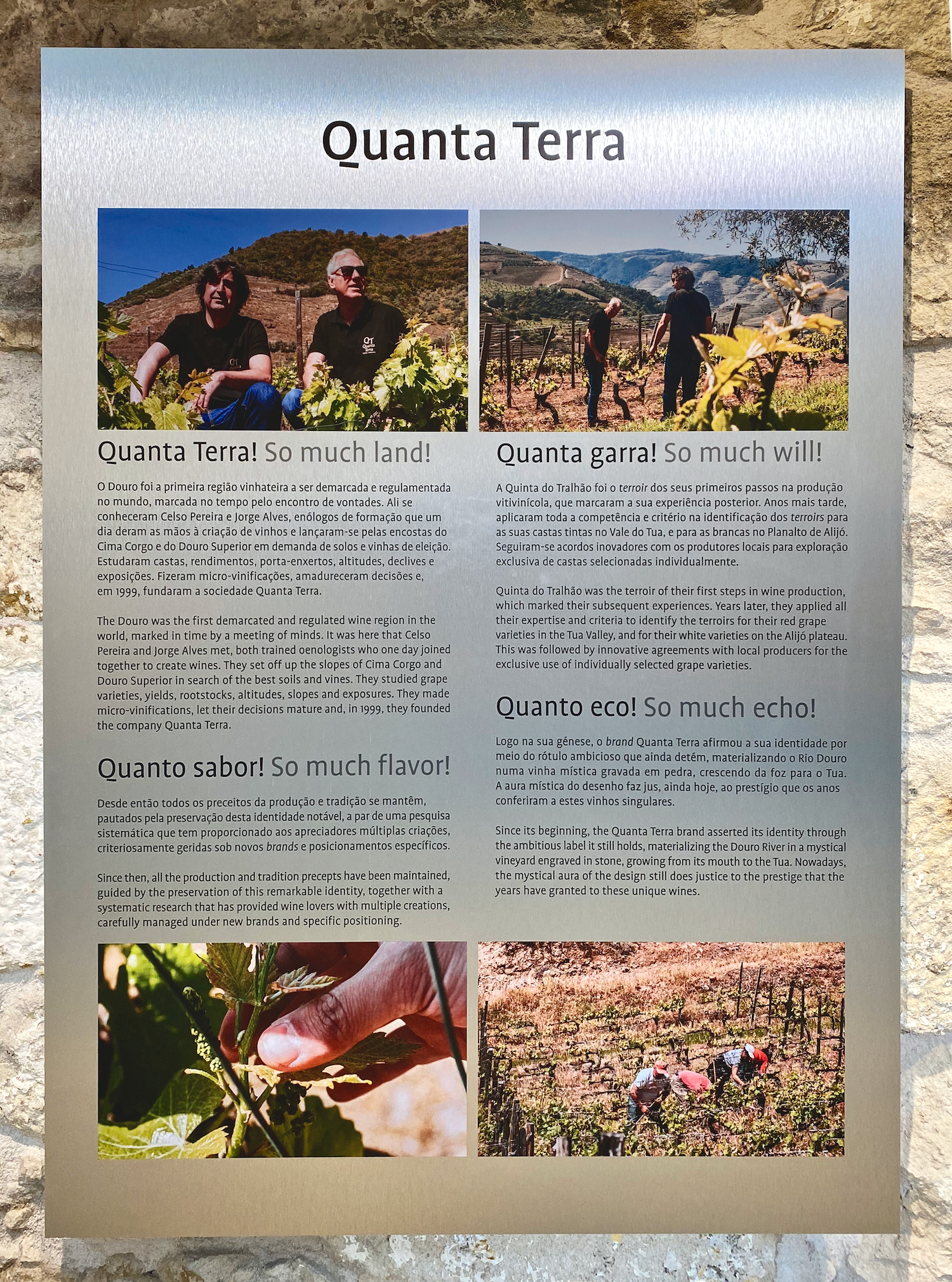 Excellent documentation about Quanta Terra and Douro Valley's history adds to the successful tour.