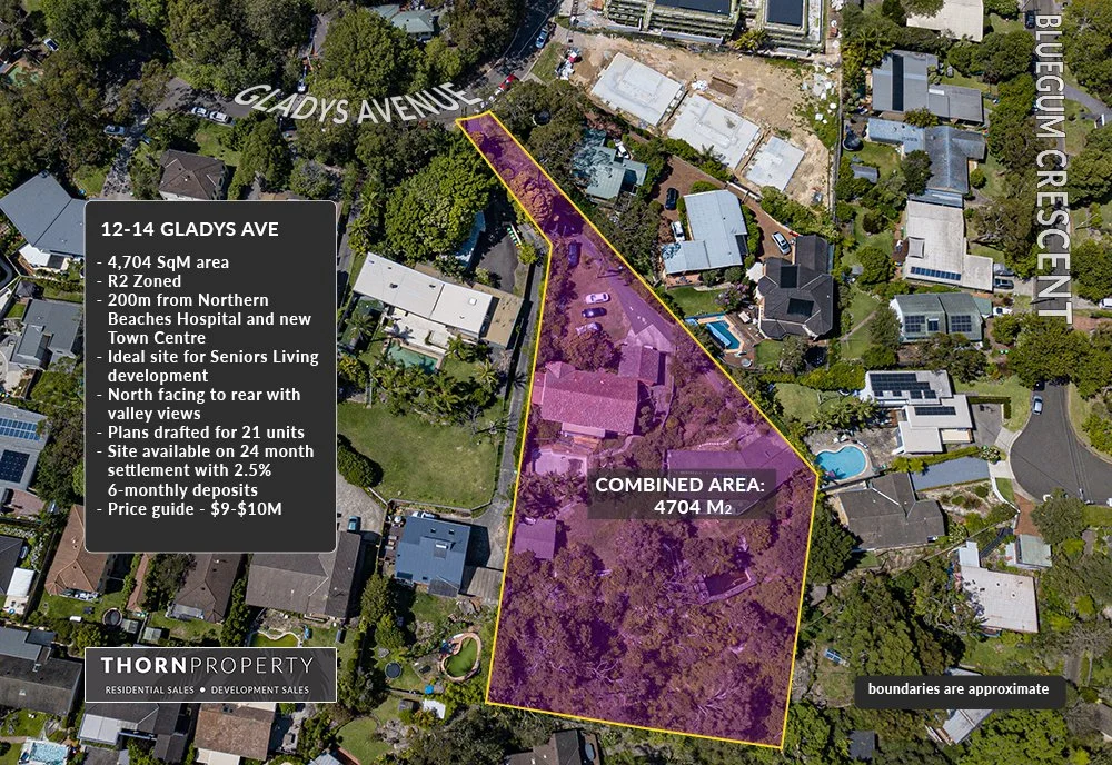 Aerial view of Northern Beaches development site 12-14 Gladys Avenue, Frenchs Forest