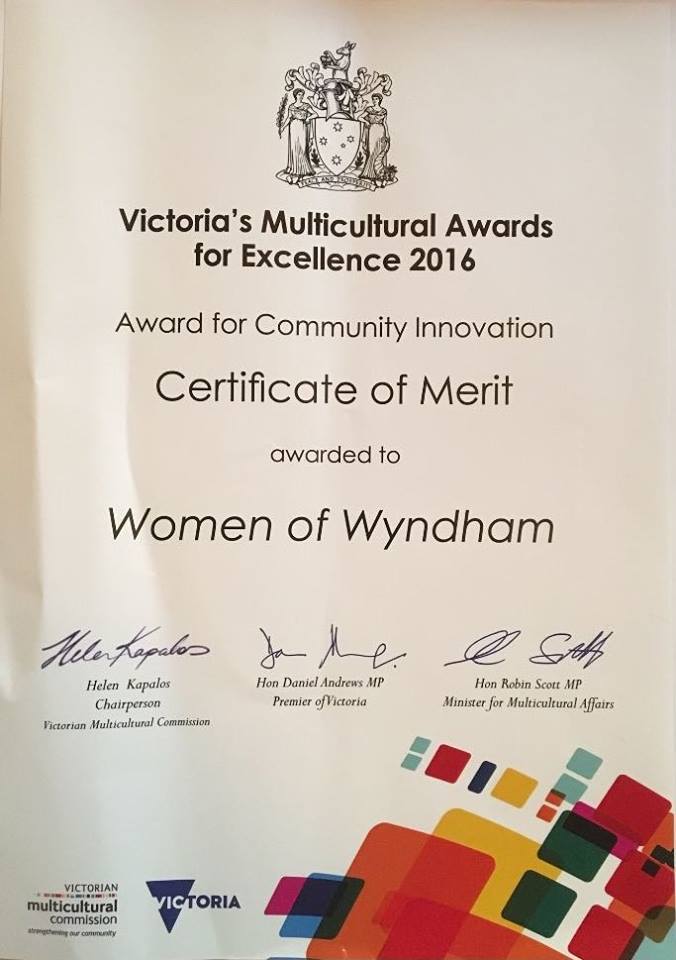 Victoria’s Multicultural Award for Excellence 2016