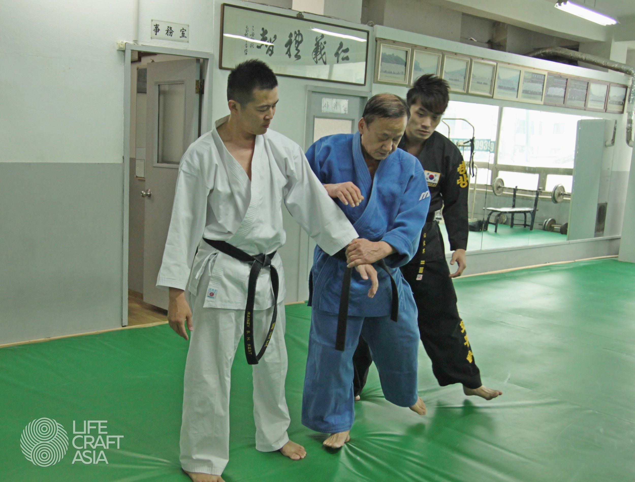 Grand Master Kim demonstrated techniques to the Hapkido practitioners of LifeCraft Asia