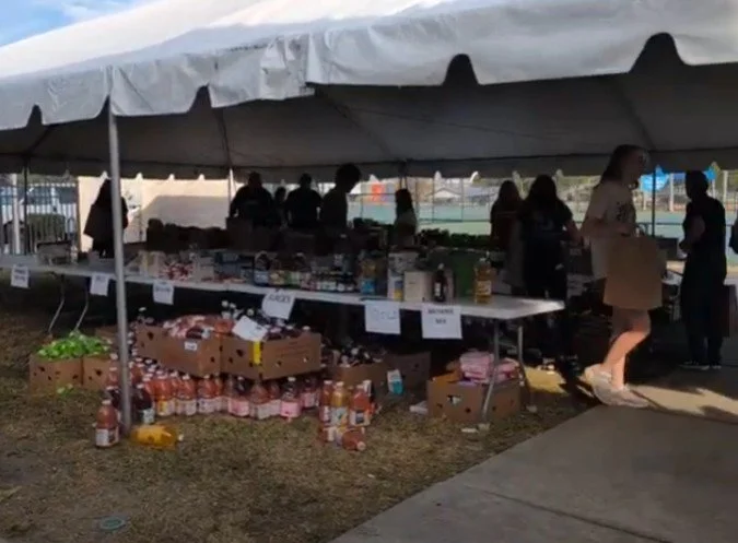 volunteers filling donation bags