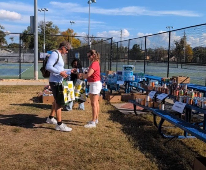 volunteers filling donation bags