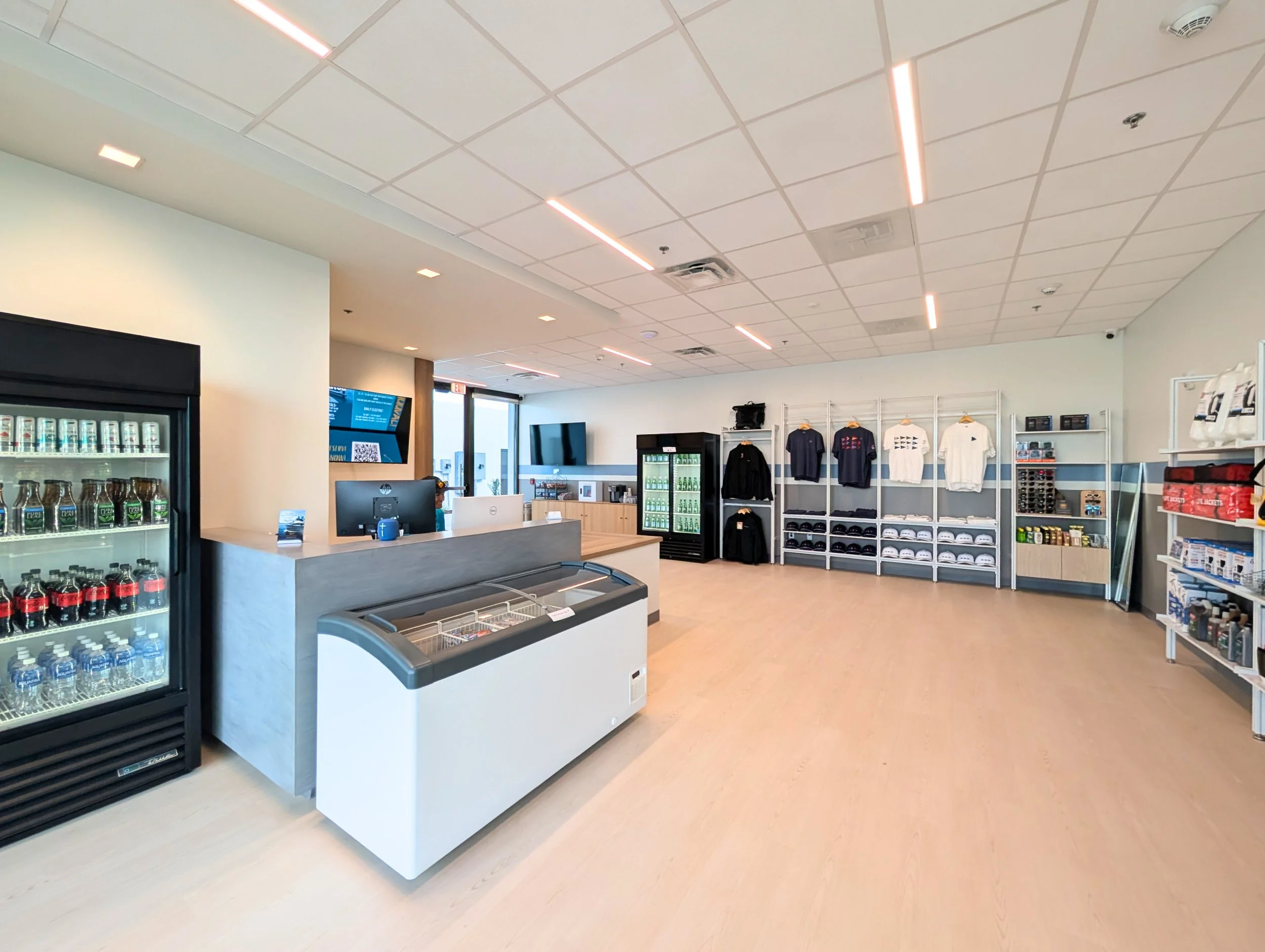 interior of marina support building