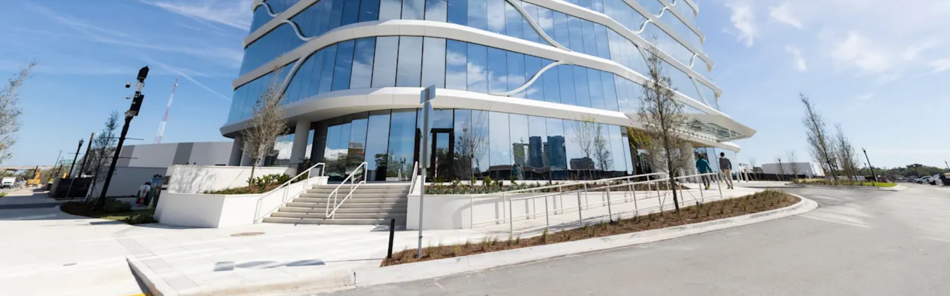 completed photo of the exterior of one tower court