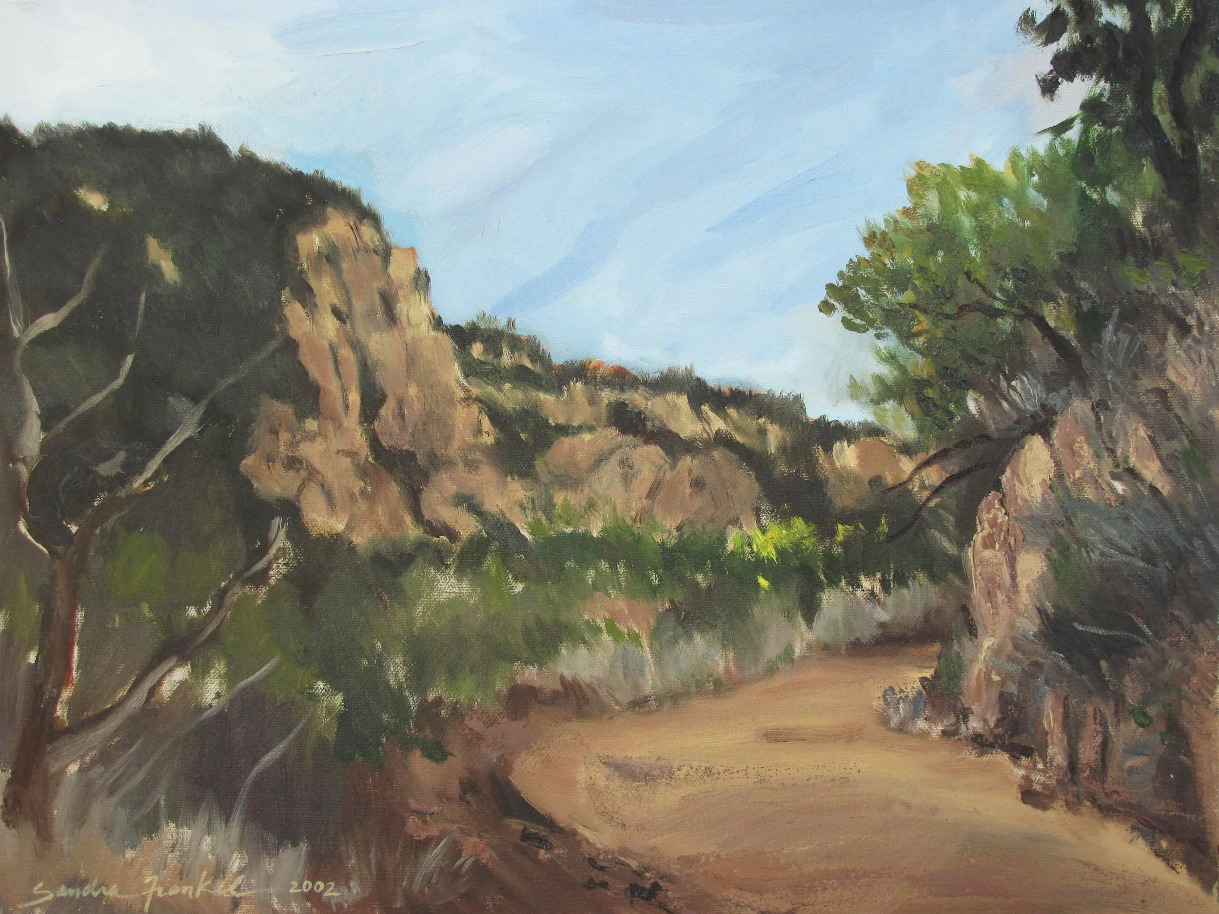 SANTA MONICA HIKING TRAIL  9 X 12 &nbsp; &nbsp;OIL / CANVASS 