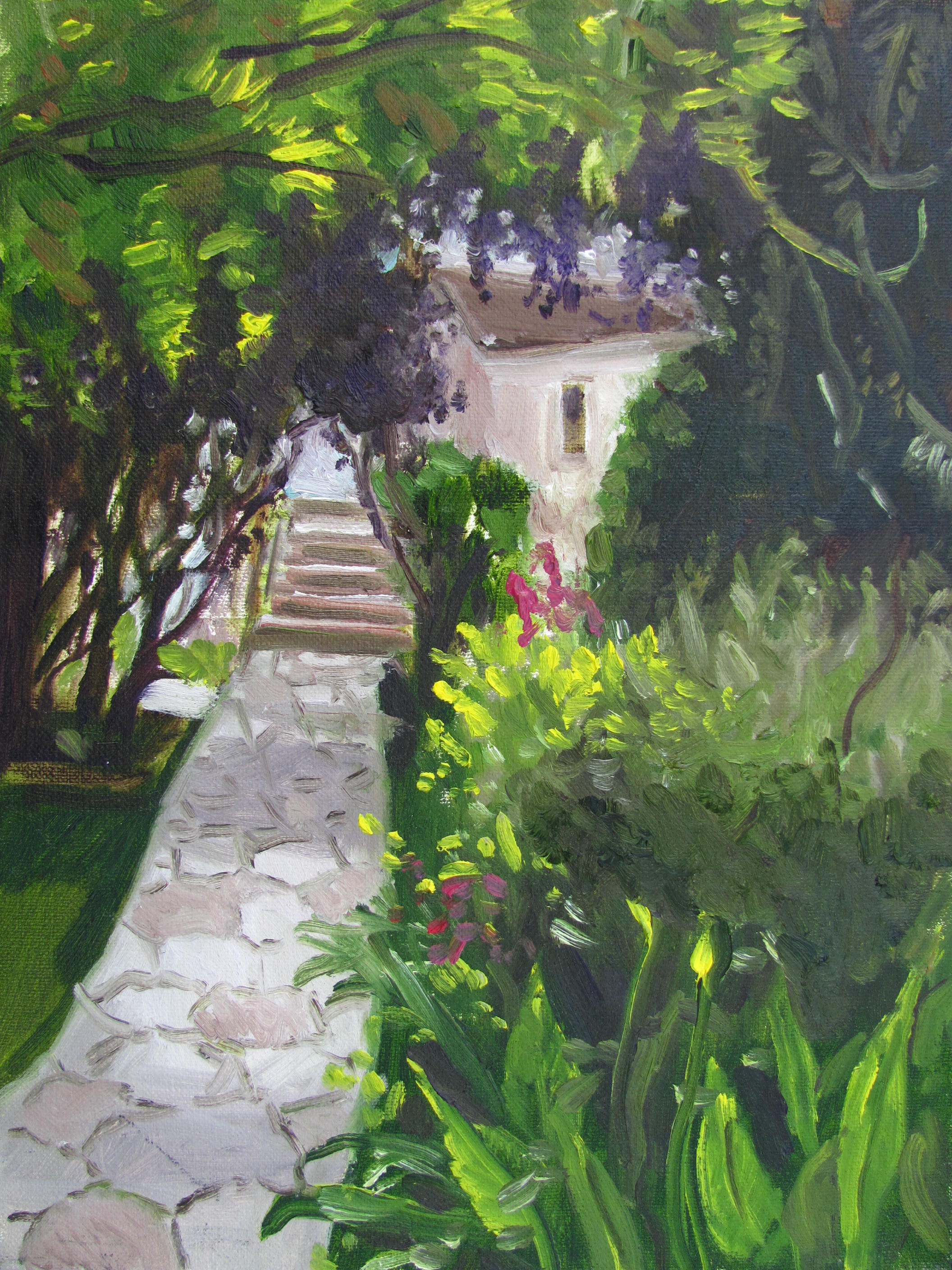  NEIGHBORHOOD GARDEN  9 X 12 . OIL / CANVAS  SOLD 