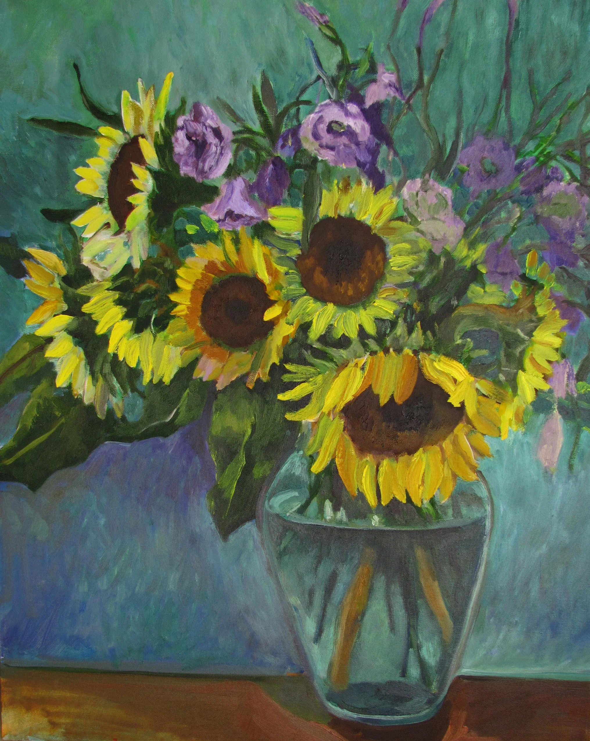  Blue Sunflowers  24 X 20 . &nbsp;OIL / CANVAS 