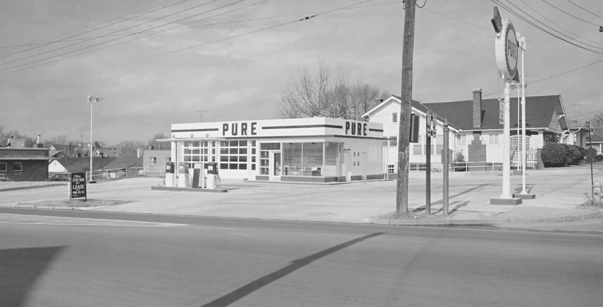 PURE Gas Station located at 1200 West Chapel Hill Street in approximately almost 7o years ago.