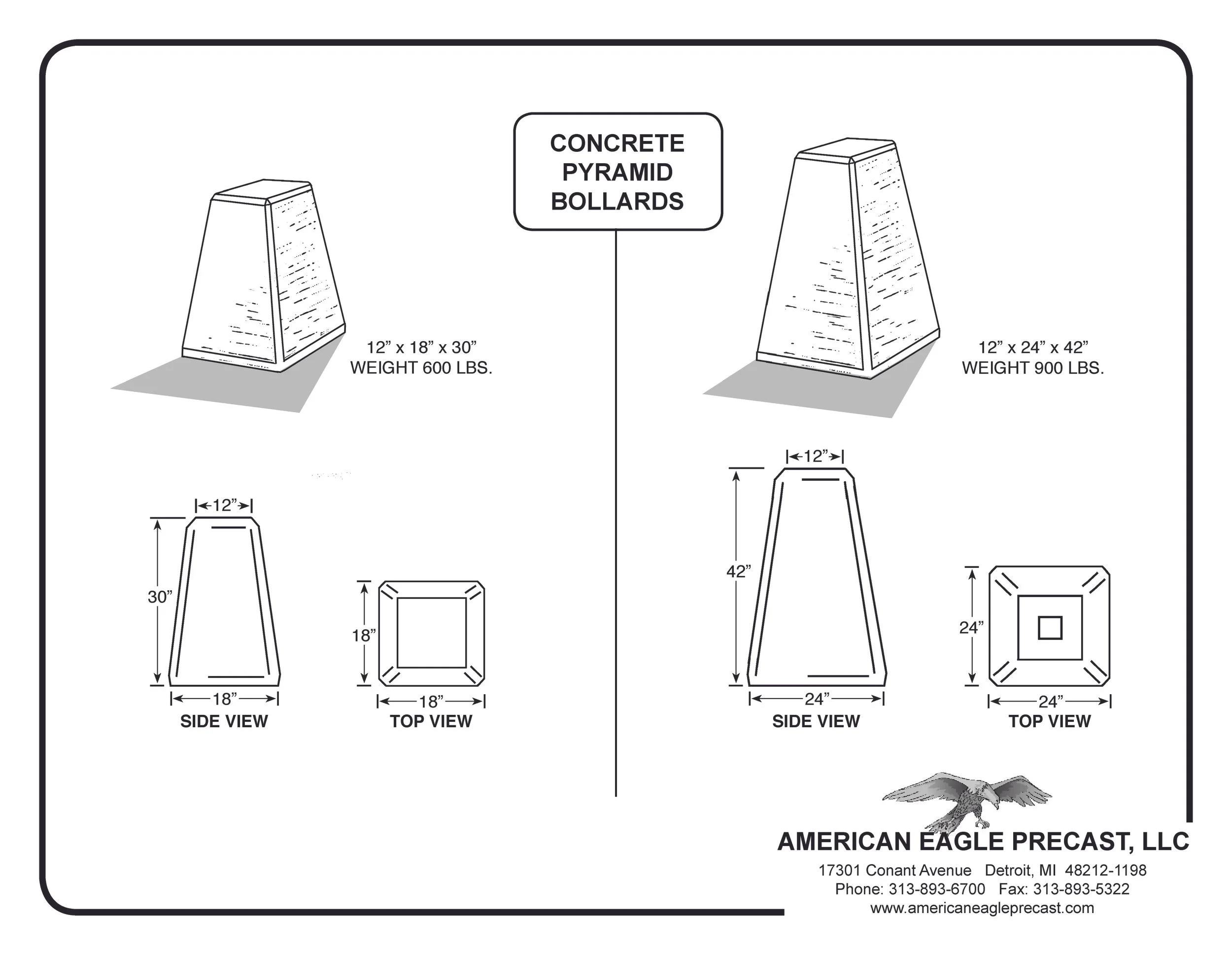 Precast Concrete Pyramid Bollard — American Eagle Precast Concrete Products