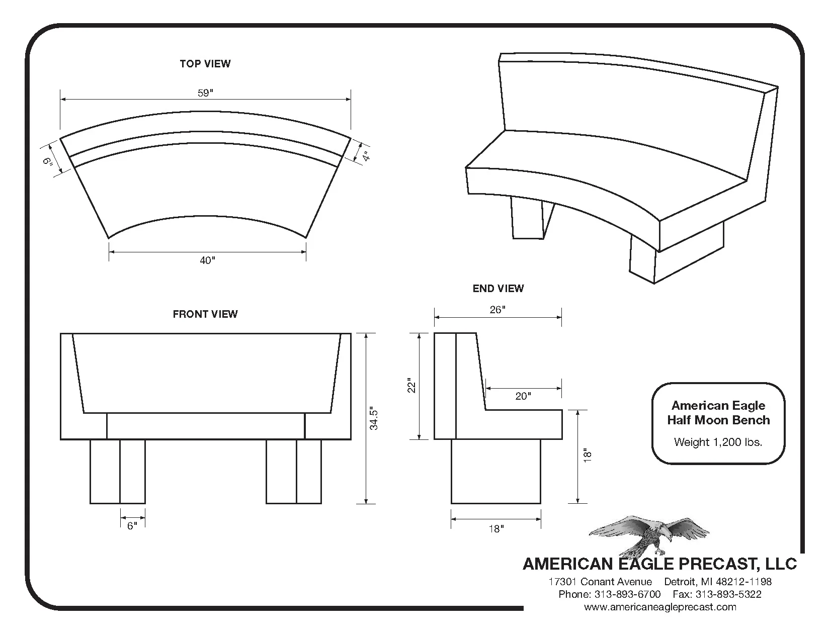 Precast Concrete HalfMoon Bench — American Eagle Precast Concrete Products