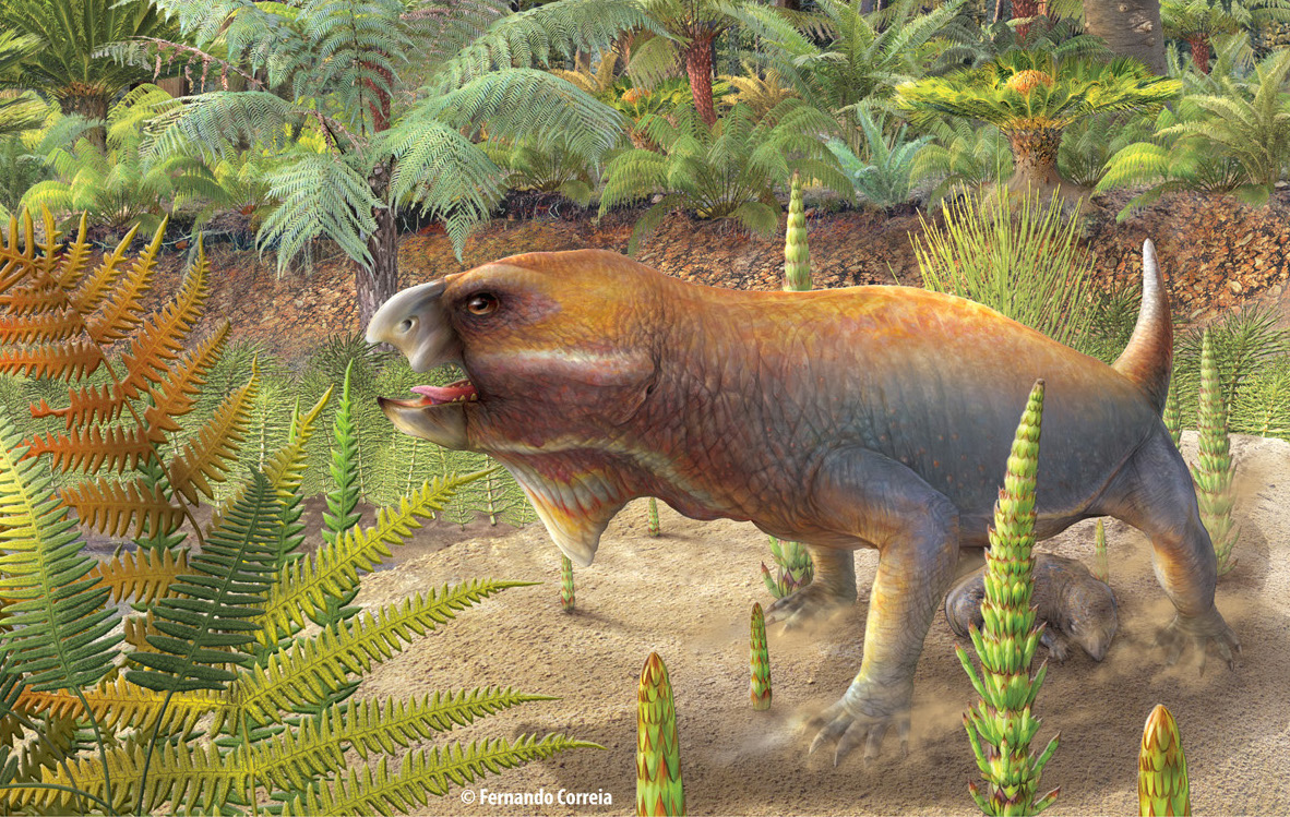 Reconstruction of Niassodon living in its environment (by Fernando Correia).