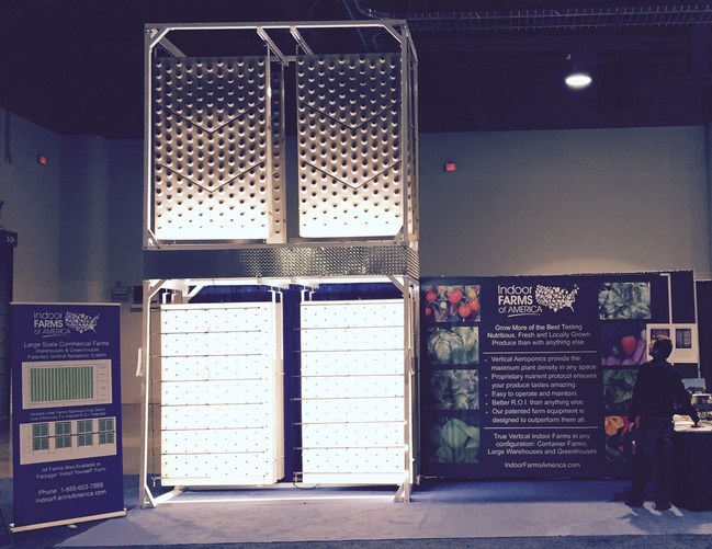 Indoor Farms of America two story display at 2017 Indoor AgCon Las Vegas