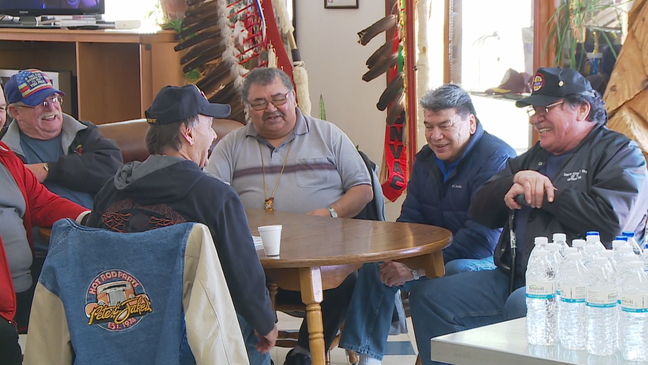 Oneida Nation Veterans use the harvest from its aquaponics operation to cook a lunch, February 7, 2018. (WLUK)