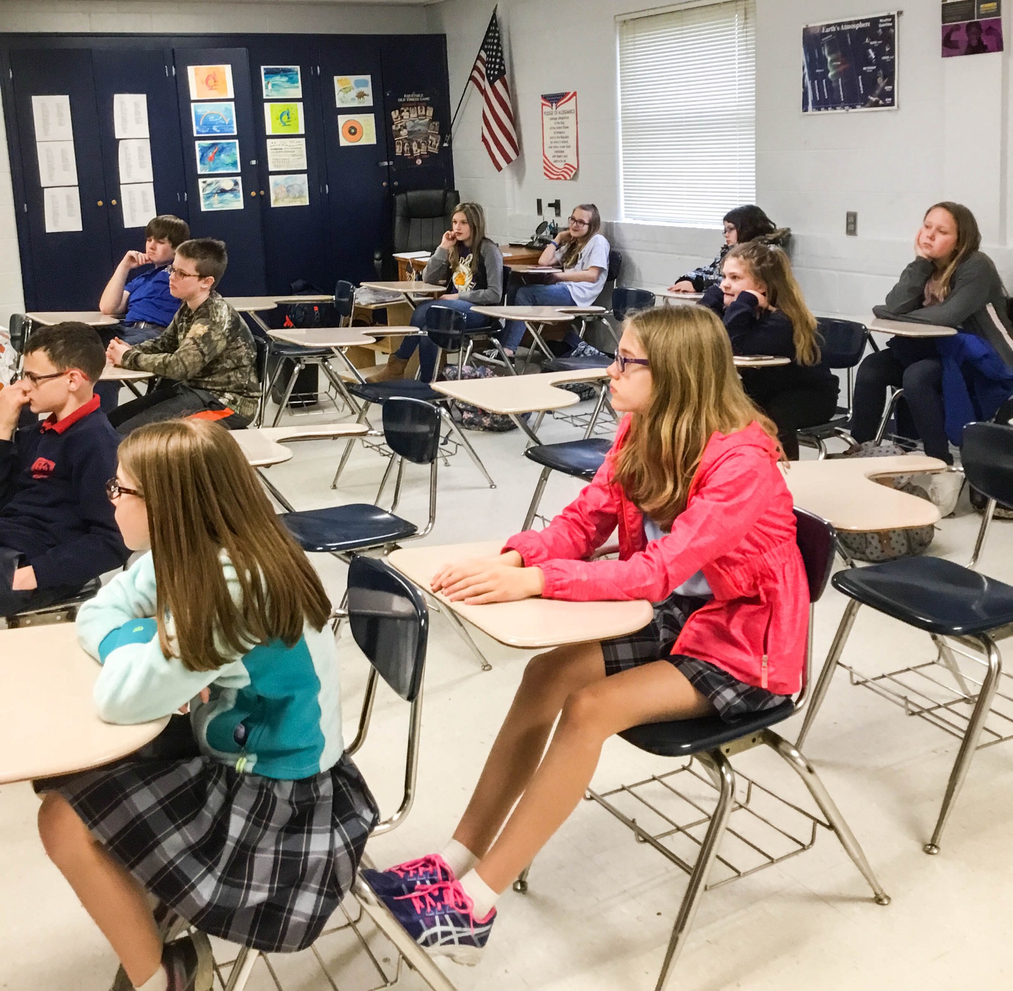 Students listen to Scott Massey during STEM Demo Day at Our Lady of Providence Jr./Sr. High School. (Image courtesy of Laura Swessel and Our Lady of Providence Jr./Sr. High School)