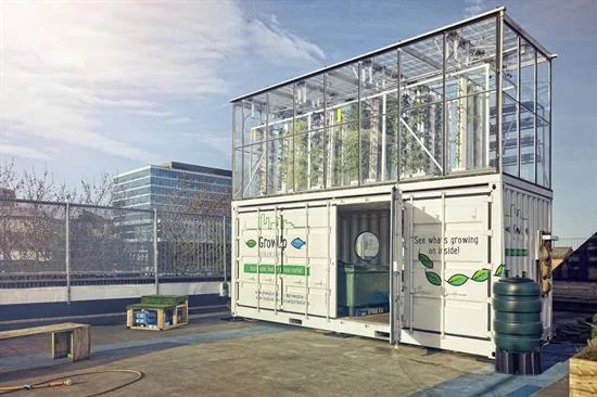 Above: Adapting disused structures reduces the initial cost of vertical farms. (image courtesy of GrowUp Urban Farms).