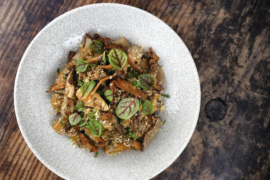 Locally hand picked mushrooms, pecorino and truffle at Bread Street Kitchen. Courtesy Atlantis, The Palm