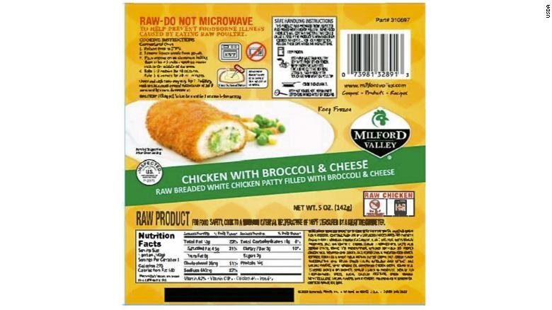 A label of one of the Serenade Foods products included in the recall