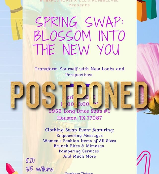 Hey guys! Spring Swap has been postponed. A new date will be posted soon and I hope to see you all there! Stay tuned, be well, and stay safe! 💜💜