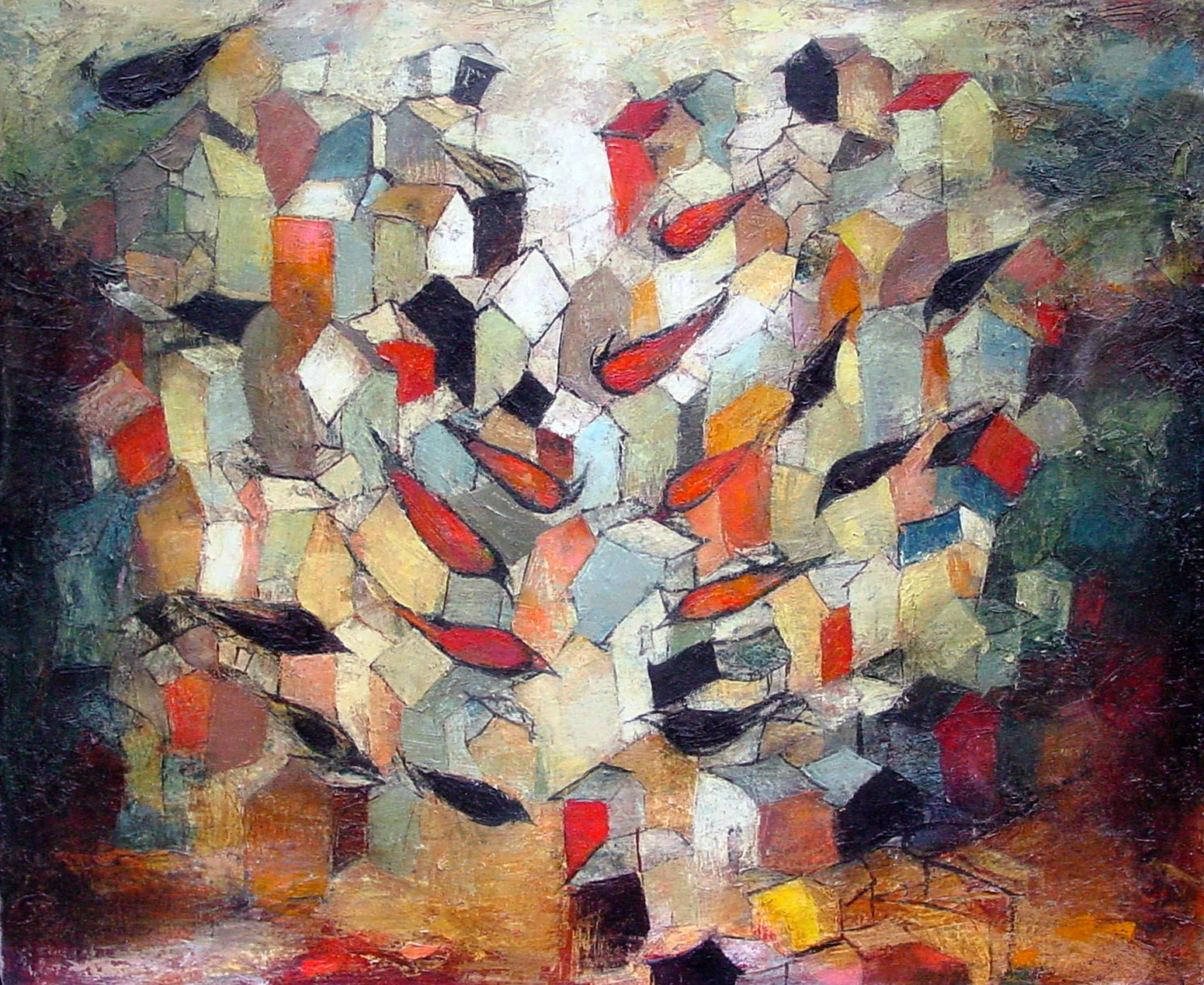 Birdtown, Oil on Canvas, 24x30 in, Robert Hite, 2007, sold