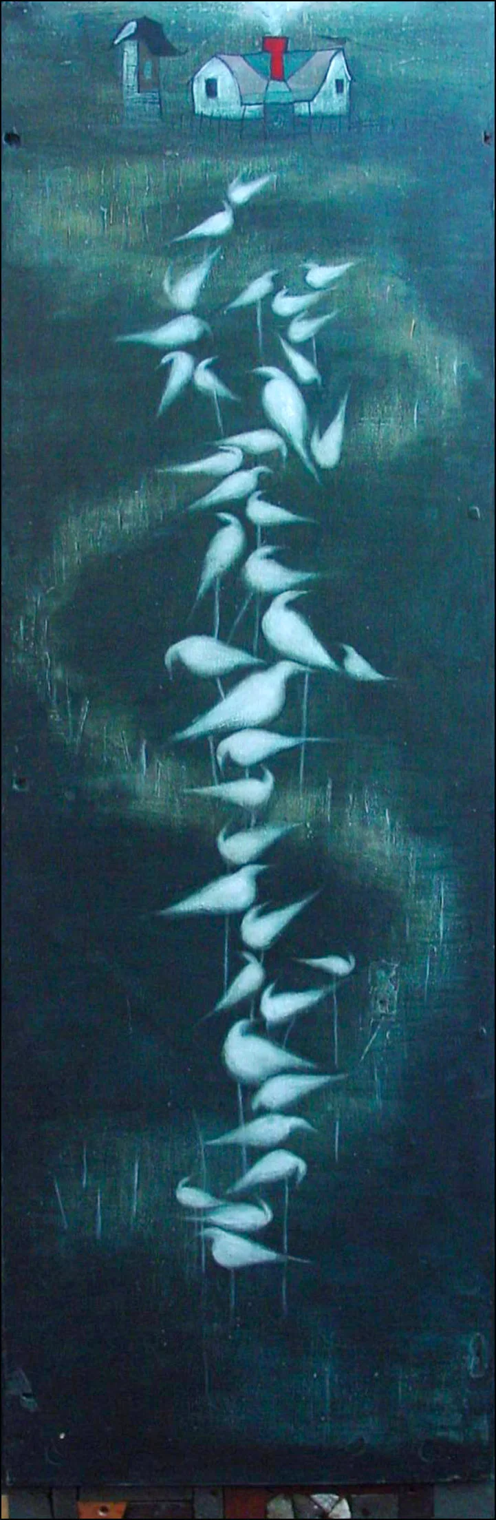 Birdstack, Oil on Wood, 48x20 in, Robert Hite, 2012, sold