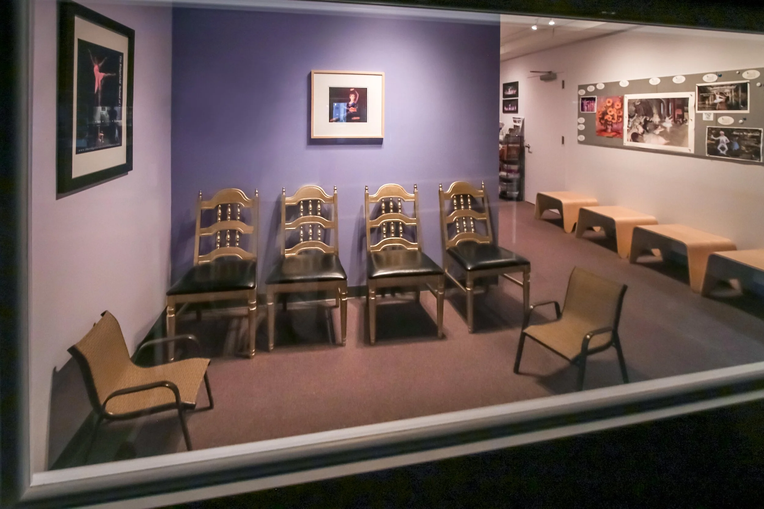 The new “safari” lounge for studio brava! (Relax in royal comfort in any of the four chairs from our performance of sleeping beauty)