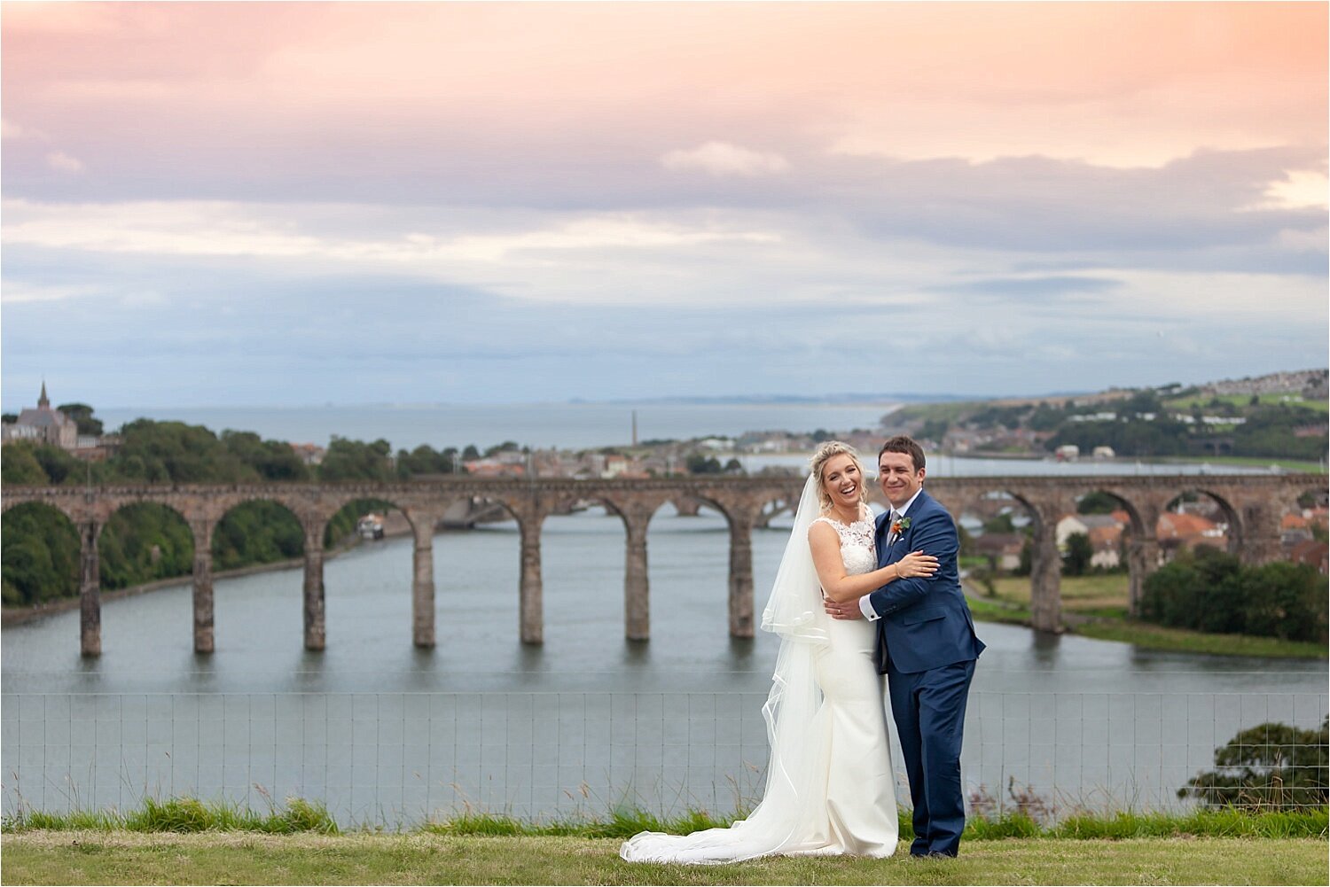 Wedding photograph in the view from Castle Hills Farm, Well Hung and Tender (Copy)