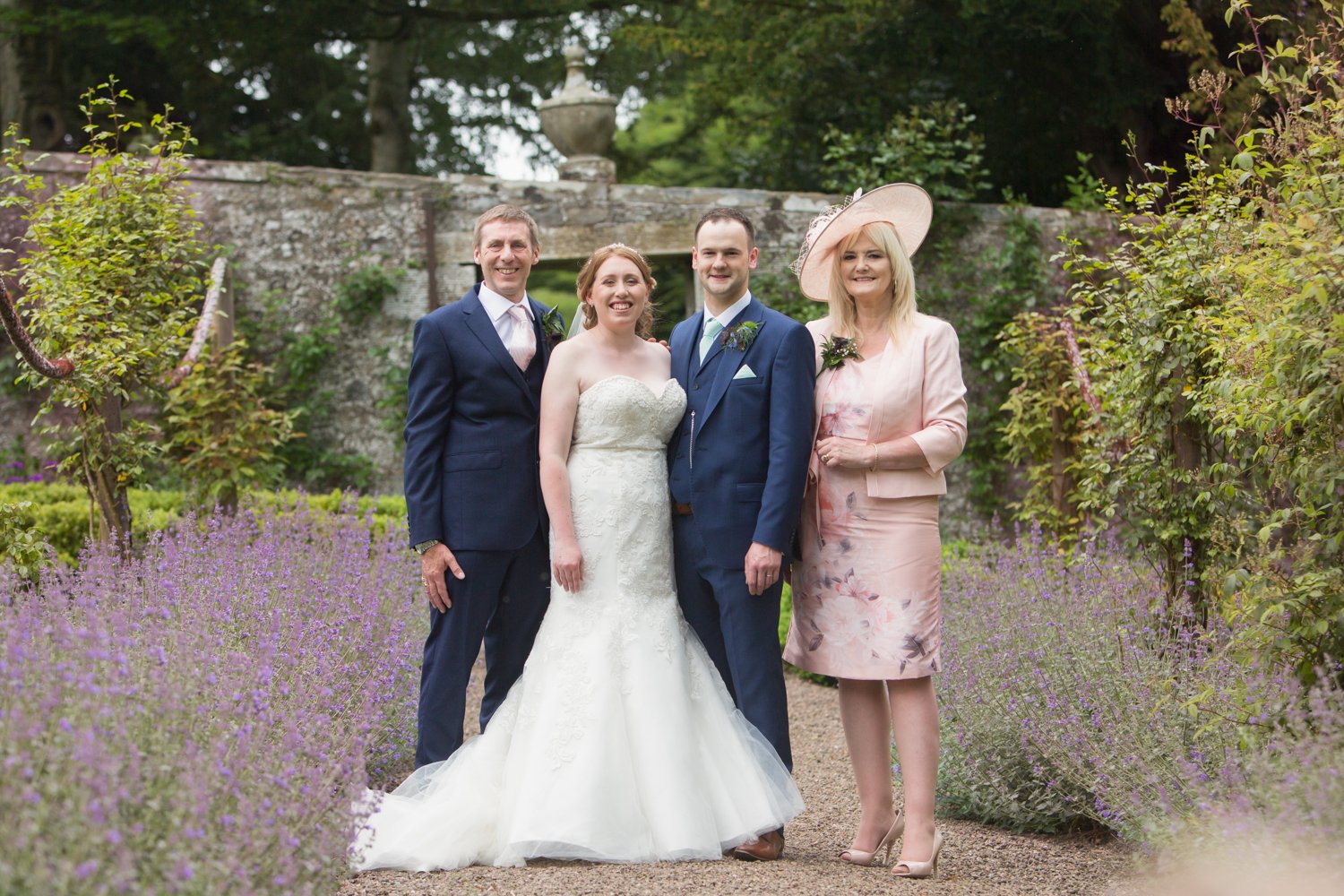 Family group wedding photo at Cherrytrees enclosed garden venue (Copy)