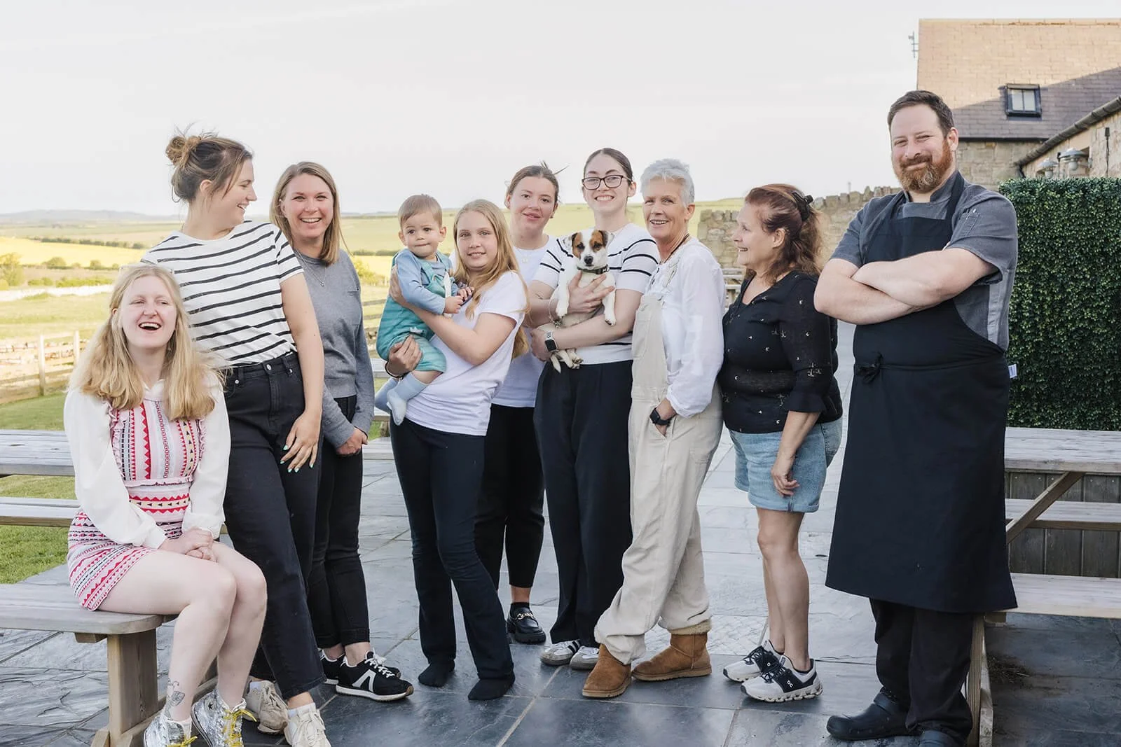 A group photo of the team at The Barn at Beal after their branding photos