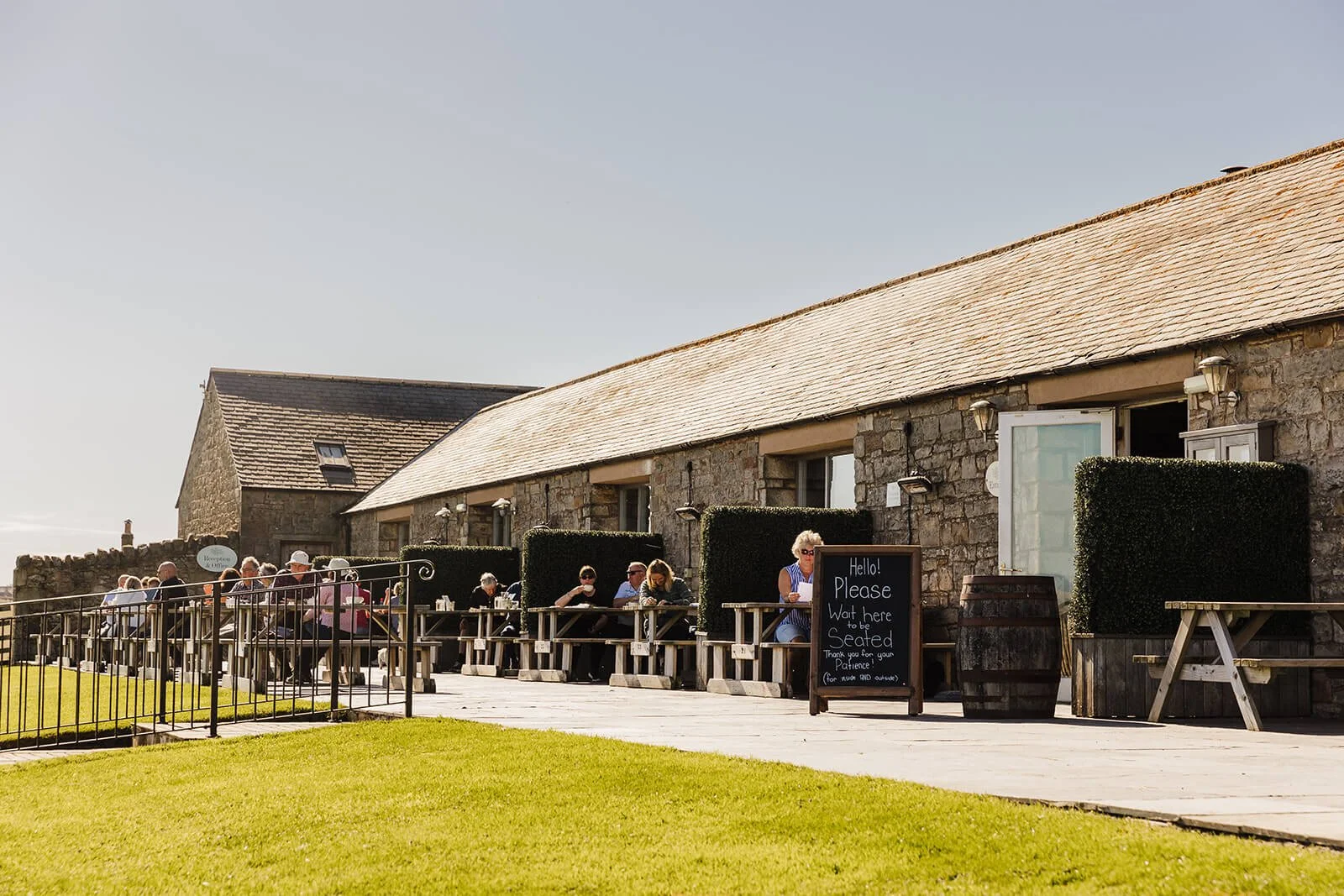 Brand photography at Barn at Beal showing outdoor dining and exterior setting
