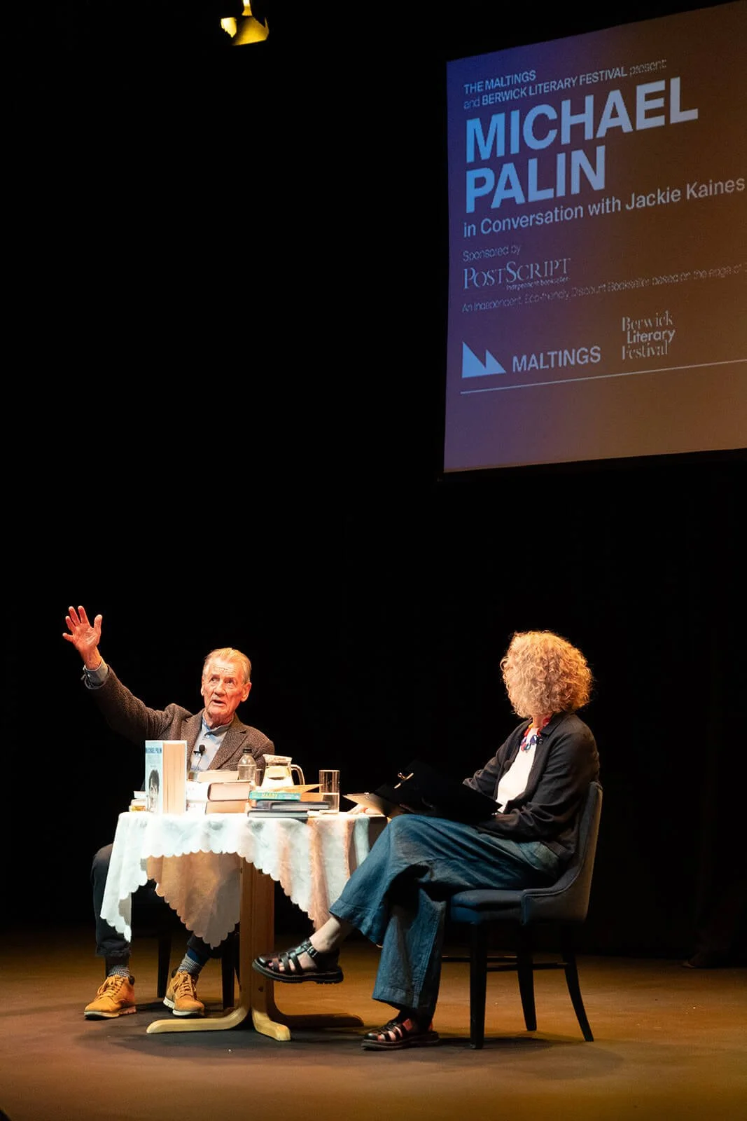 Michael Palin interview at Berwick Literary Festival photographed under photography copyright UK licence