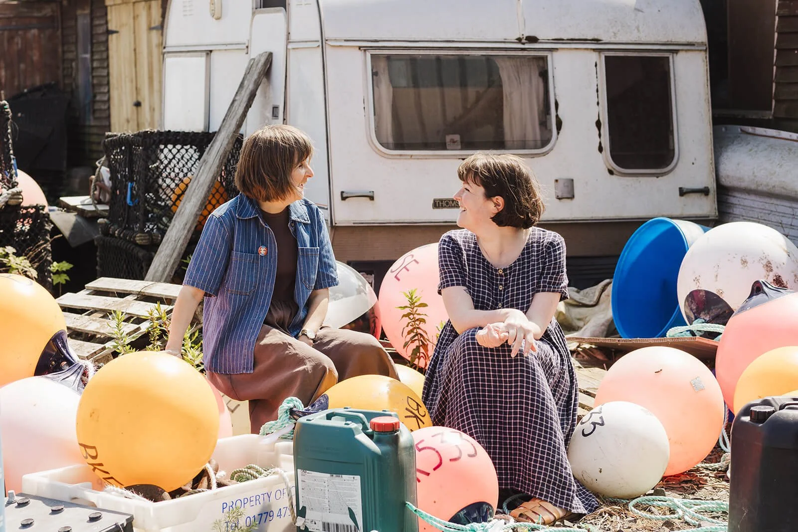 Helen and Katie from Good Ship Illustrations on their Branding shoot on Holy Island.