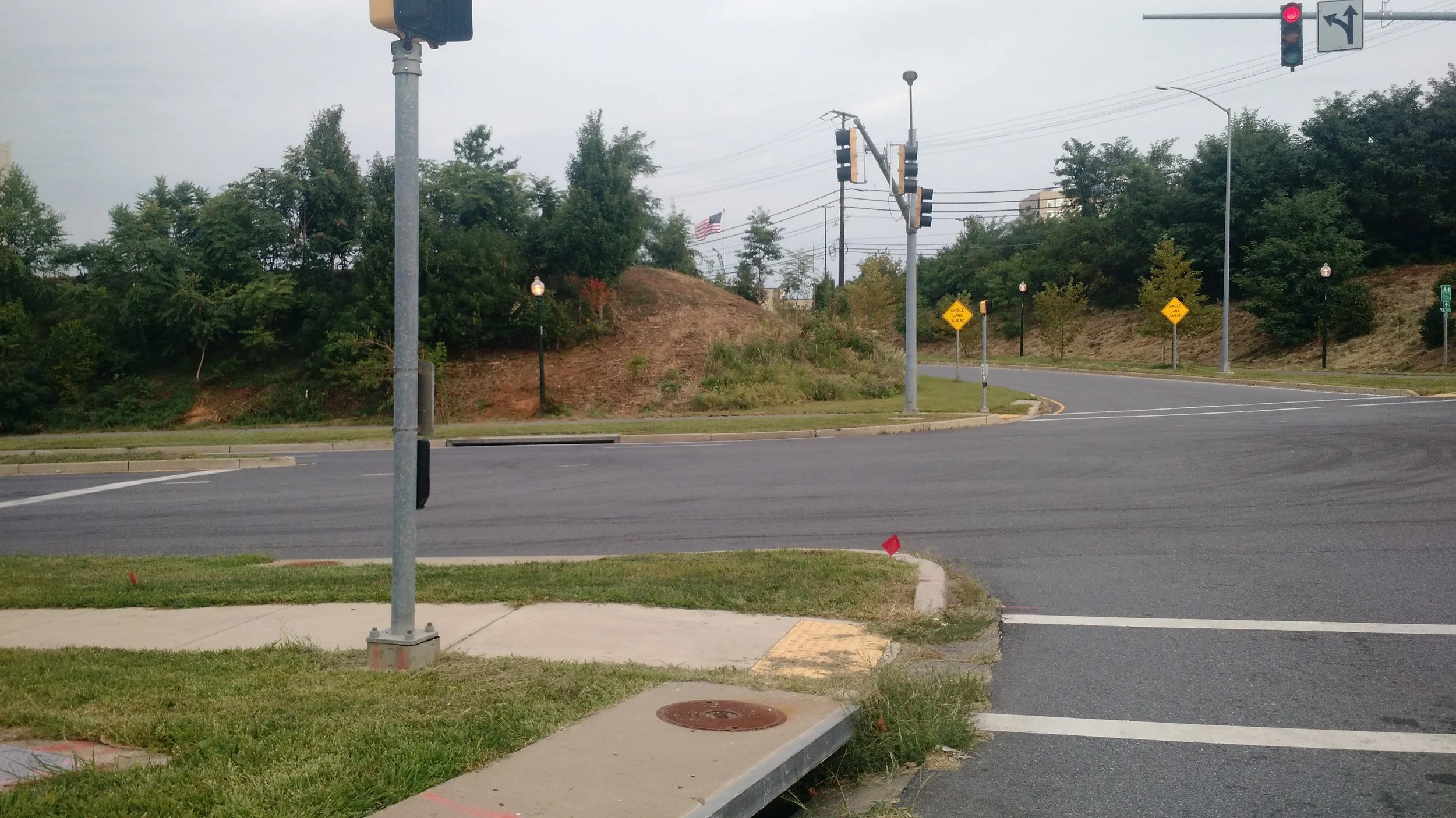 The 355 offramp at Montrose Parkway is missing a crosswalk. Let's put one in! Submitted by Jay C.