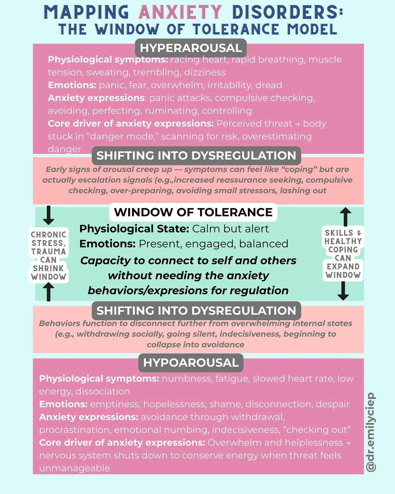 We can cope much better with anxiety when we learn the science behind it, as well as what to expect. The Window of Tolerance model is such a helpful tool! Learn to recognize where you are in any moment and to implement strategies to find your way bac