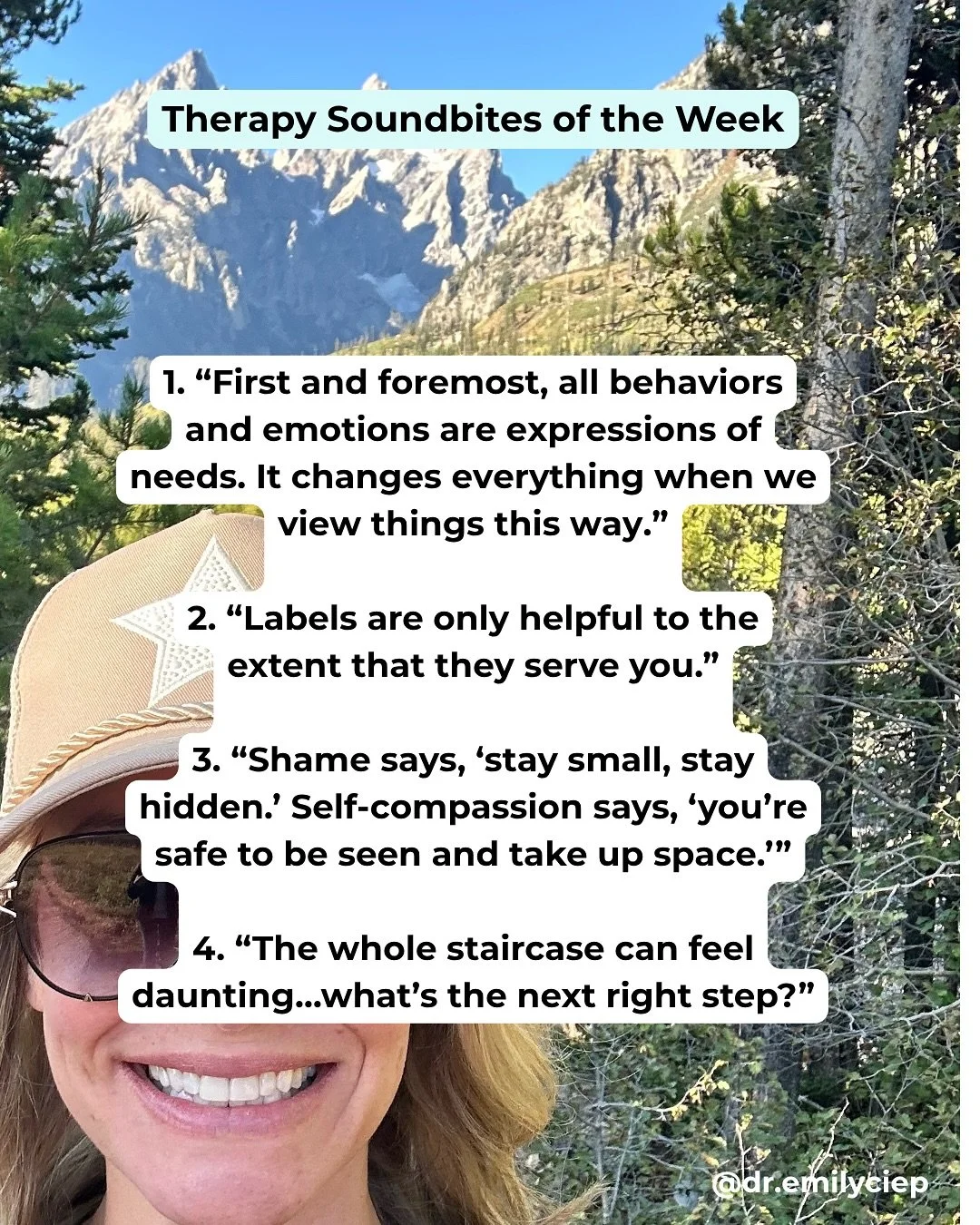Some clients are probably sick of hearing me say some of these 😉

But they&rsquo;re all true and worth repeating! (At least until it really sinks in. 🤍) 

#therapistsofig #charlottetherapists #dremilyciepcielinski