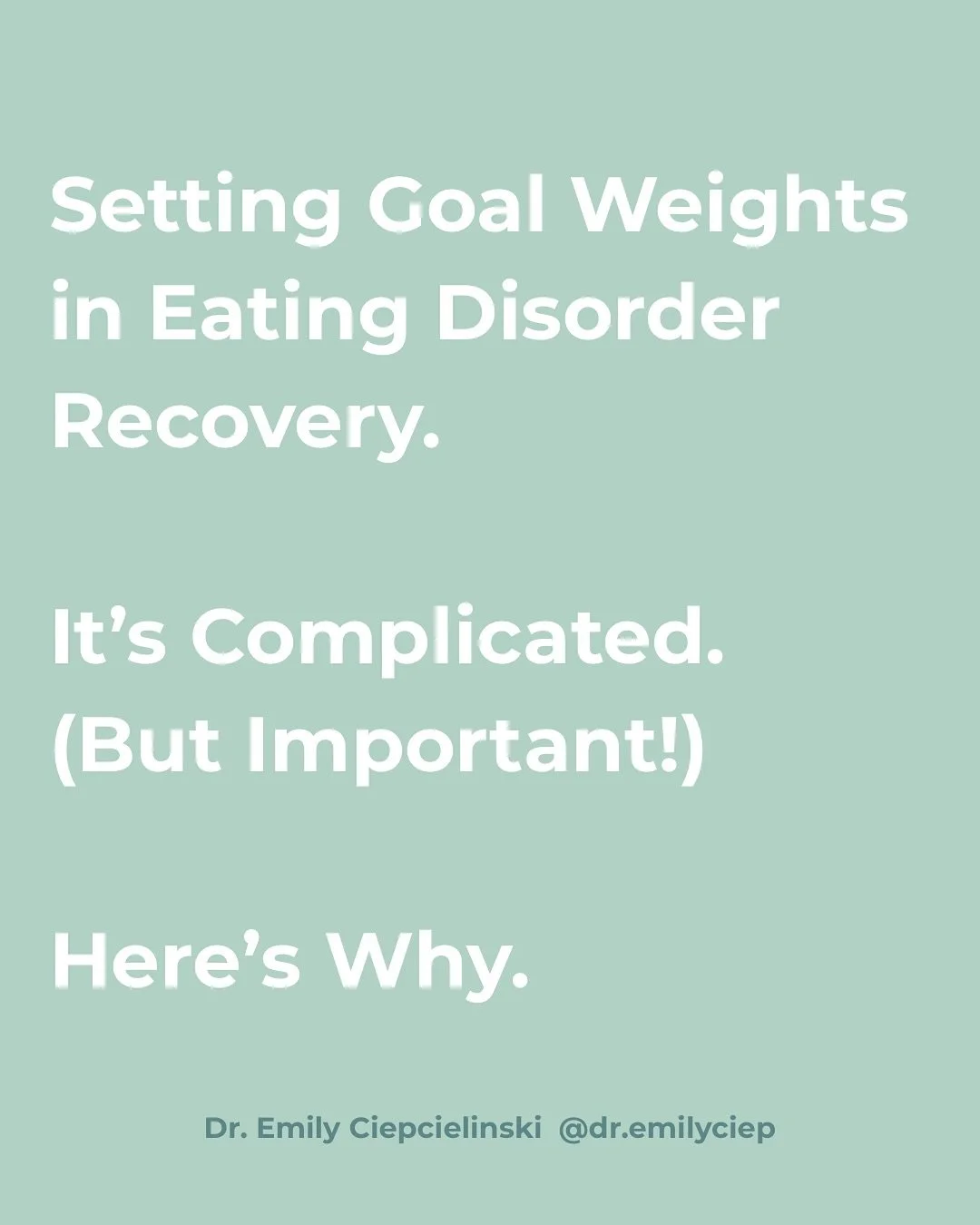 Goal weights in eating disorder recovery are so much more than just a number. This carousel walks you through what truly supports healing and a sustainable, empowered  relationship with food and your body. 💛

Follow me @dr.emilyciep for grounded, co