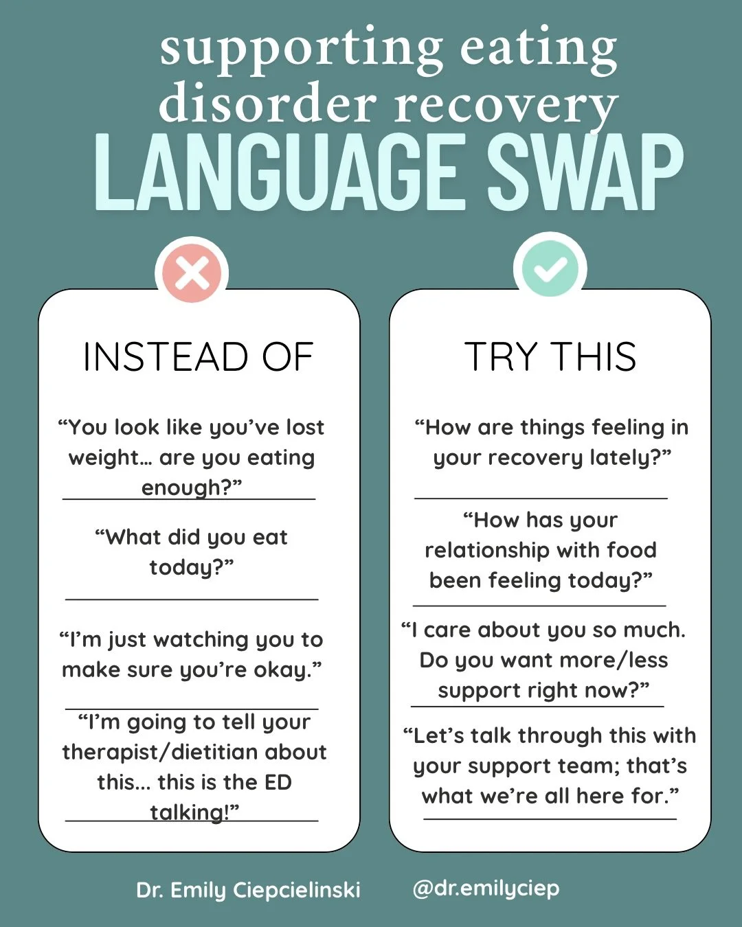 We mean well, don&rsquo;t we? But we often say things that just don&rsquo;t always help. And sometimes it&rsquo;s not always what we&rsquo;re saying but how we say it. 

These short scripts can help guide us when we get off track. Rather than our lov
